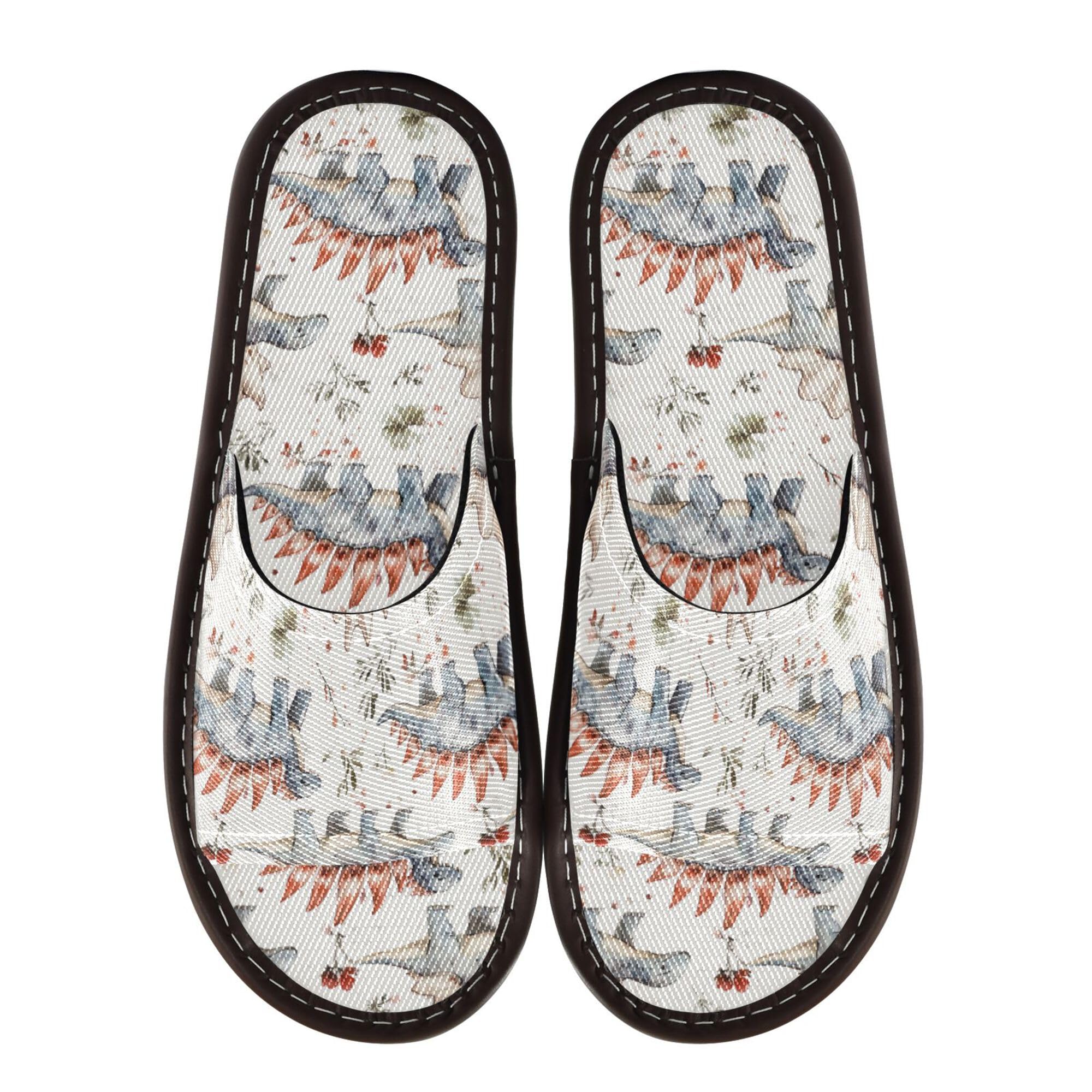 KLL Bathroom Slippers Indoor Ultralight Soft Dorm Home Slides for Pool Gym Bath House 4-5 Beauty Dinosaur Stegosaurus Planetary Impact