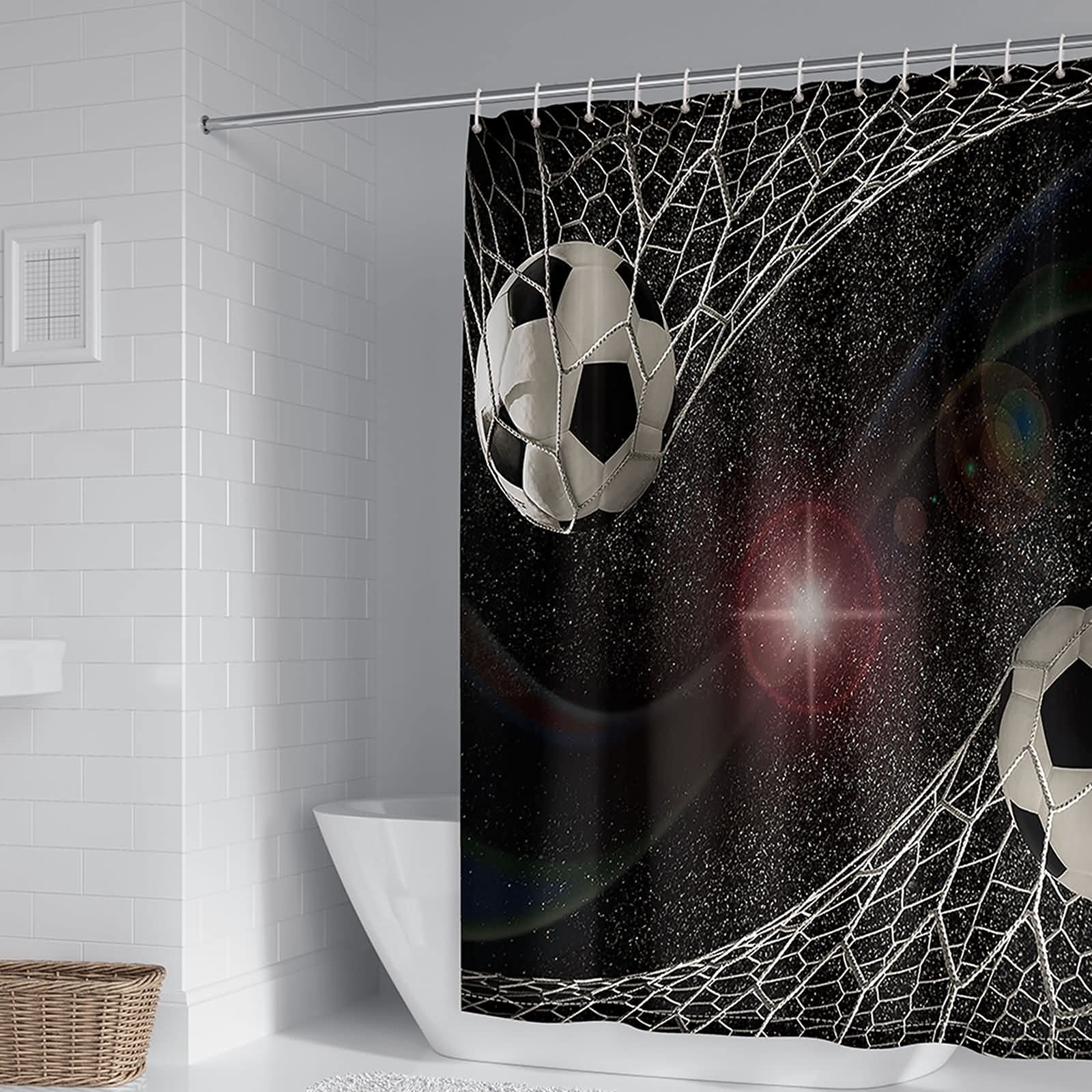 Rideau de douche 180x200cm polyester lavable anti-moisissure football