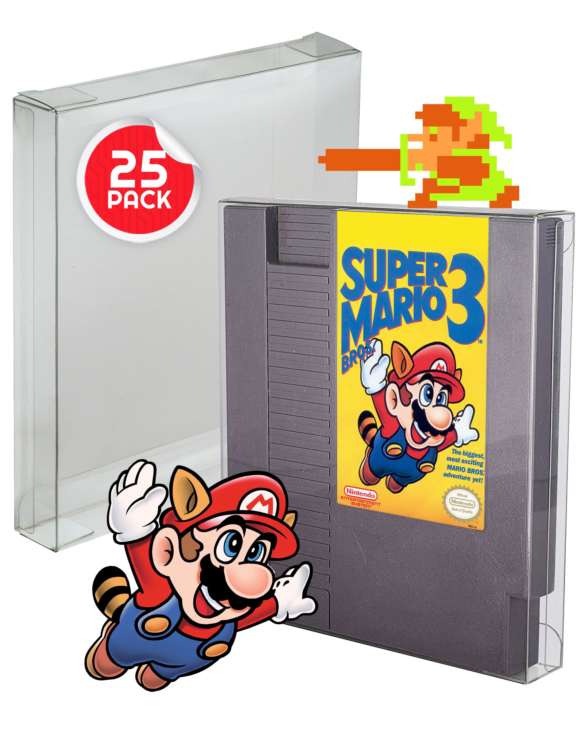 Protector de cartucho clásico para videojuegos NES compatible con Nintendo NES Games Cart - Protector de videojuegos PET de 0.40 mm compatible con Duck Hunt, Adventure Island, Mega Man, Punch Out