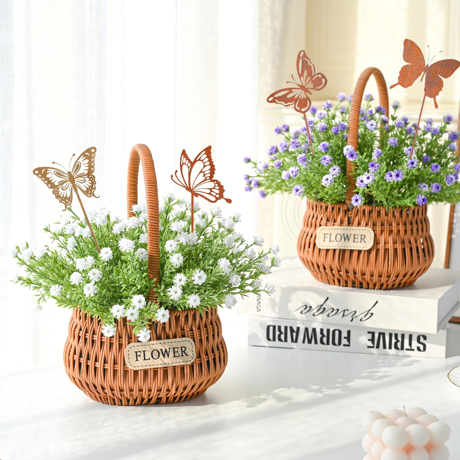 8 Piezas Estacas De Jardín De Mariposa En Metal, Decoración Exterior Resistente A La Intemperie para Primavera, Verano Y Otoño, Ideal para Balcón, Terraza Y Parterre