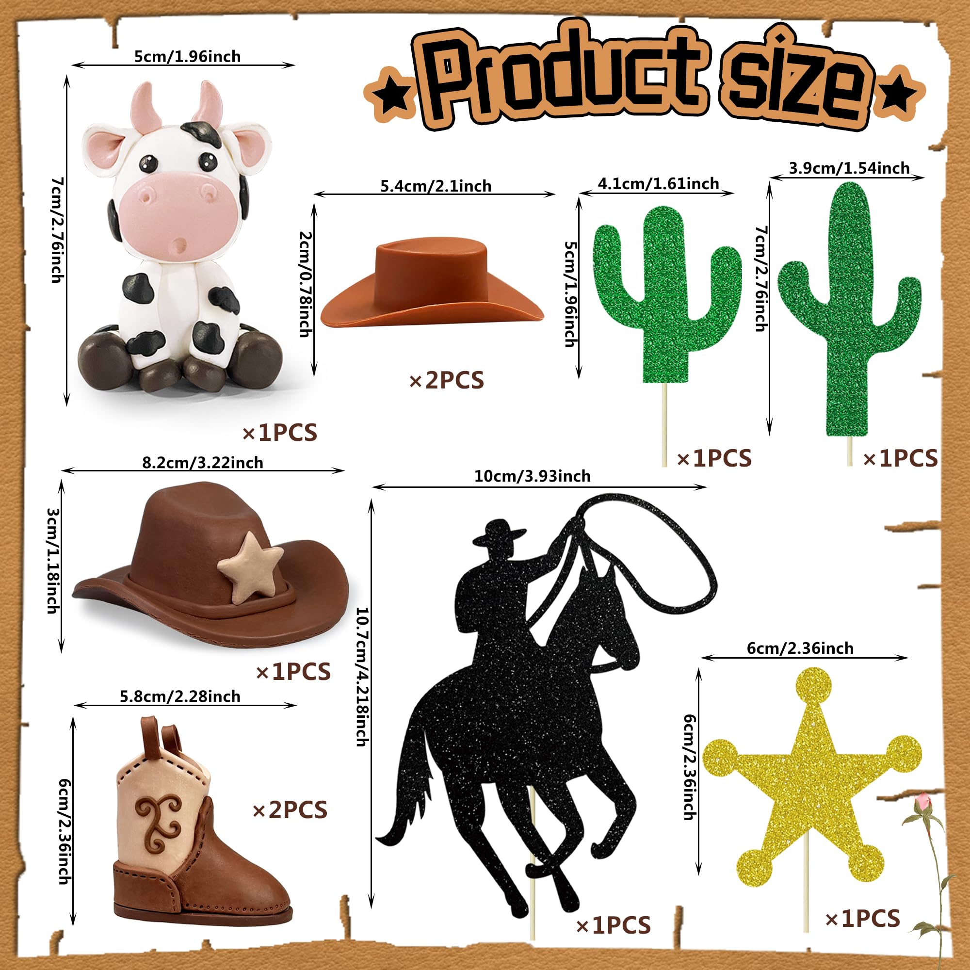 Cowboy Cake Decorations Cow Hat and Boot Cake Toppers for Western Cowboy Cowgirl Theme Party Birthday Baby Shower Party Supplies