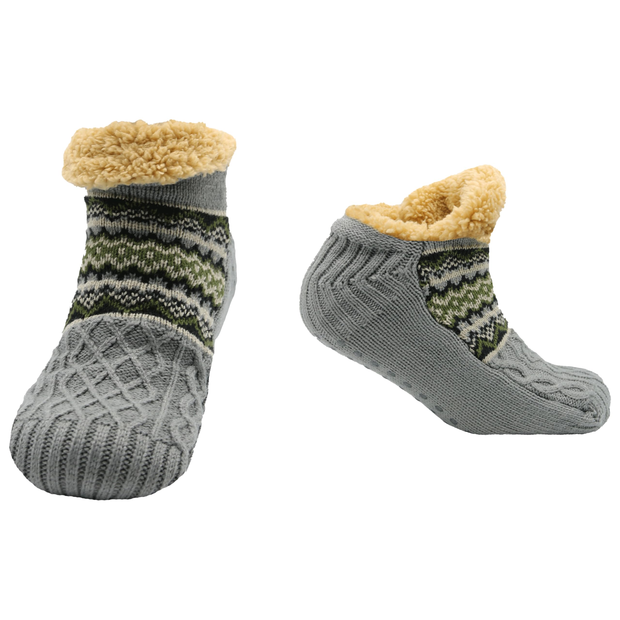 Sock StackShort Nordic Cozy Slipper Fluffy Socks for Women and Men Heat Holding Knitted Wool Sock with Sherpa Fuzzy Lining Comfortable Bed Slippers