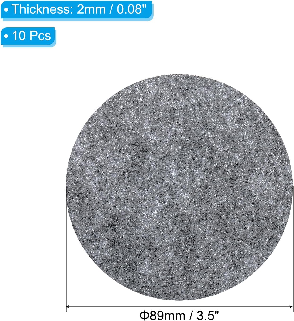 3.5 Inch Diameter Lamp Base Felt, 10Pack 2mm Thickness Round Soft Adhesive Non-Slip Anti-Scratch Backed Felt for Lamp Furniture DIY Craft, Grey