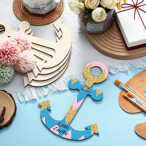 Miniatura 4 de Anclaje náutico de madera sin acabar con forma de ancla náutica recortes de madera ancla para manualidades de arte manualidades manualidades clase