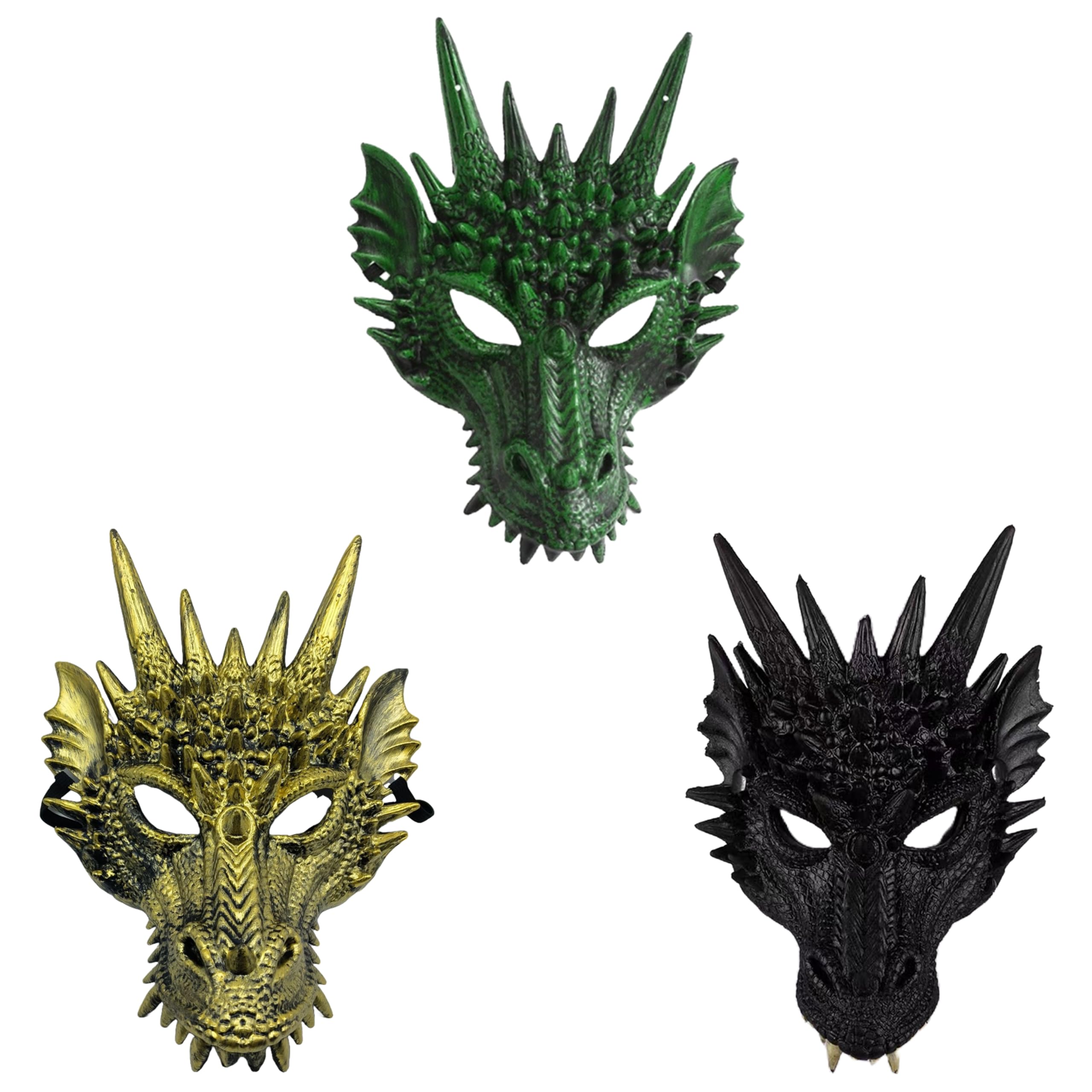 Komonee 3 x Dragon Mask Halloween Adult Drake Lizard Costume Party Game Unisex Fancy Dress Up GOT Outfit Dungeons Thrones