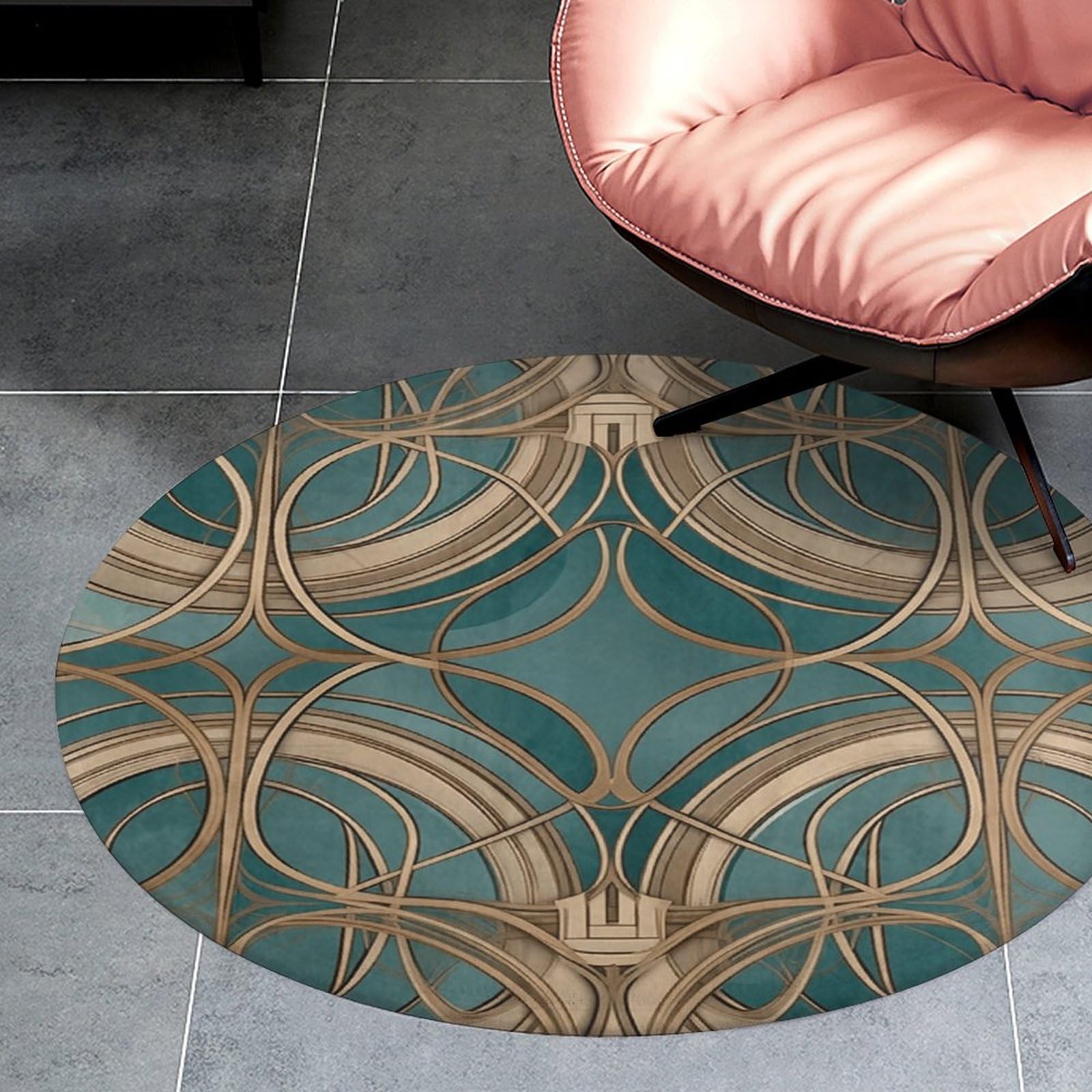 Motif pour salon moderne sur un grand tapis rond et doux de 80cm