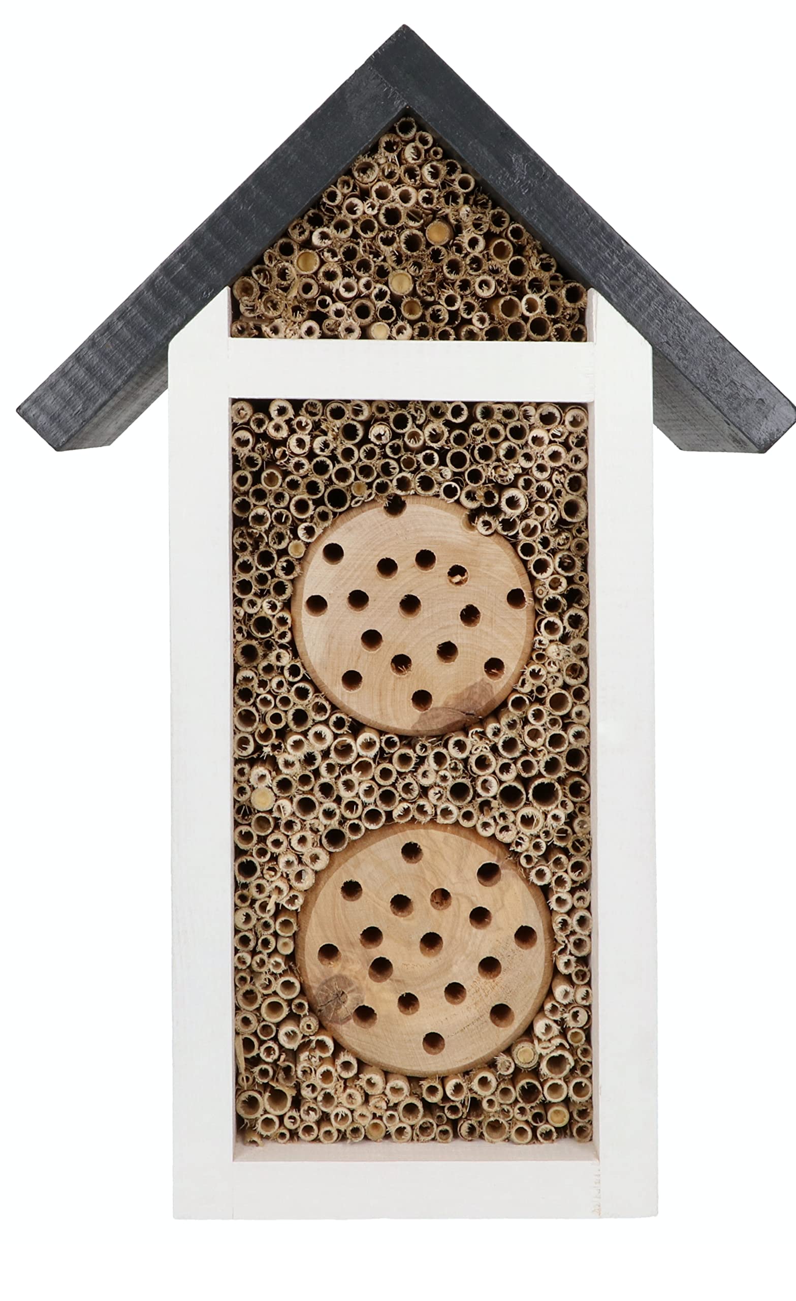 Insektenhotel Bienenparadies MKW Klein Antrazit - Insektenhaus aus massivem Laub- und Nadelholz - Wetterfest - für Wildbienen & Marienkäfer - Schutz für viele nützliche Insekten