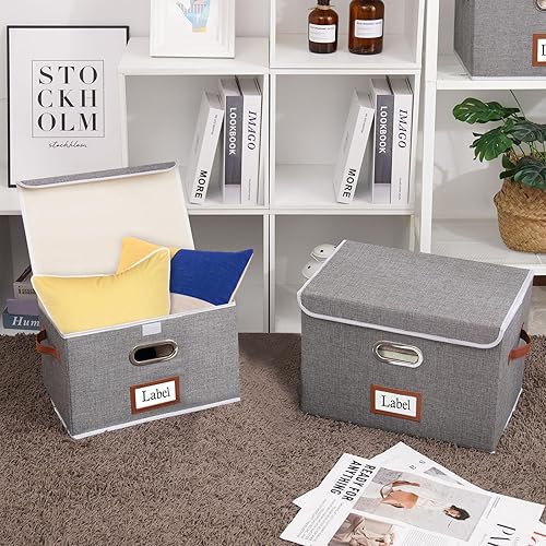 Miniatura 2 de Yawinhe Paquete de 4 cajas de almacenamiento con tapas, cestas de almacenamiento, cubos de almacenamiento de 13 x 9 x 7.9 pulgadas, contenedores