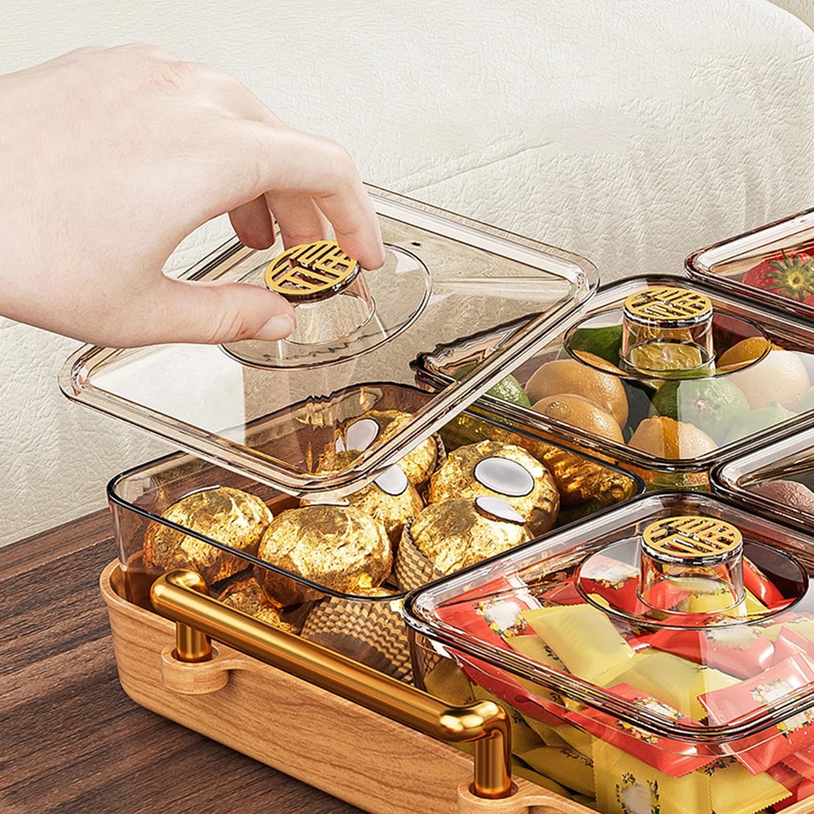 Bandeja dividida for servir refrigerios para Almacenar Nueces | Recipiente for nueces y dulces, plato, bandeja de frutos secos for escritorio de vacaciones, multifuncional