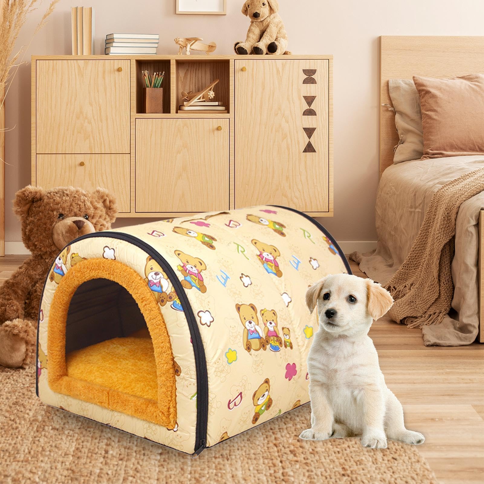 Cama para perros cerrada, nido cálido para mascotas, cueva portátil para