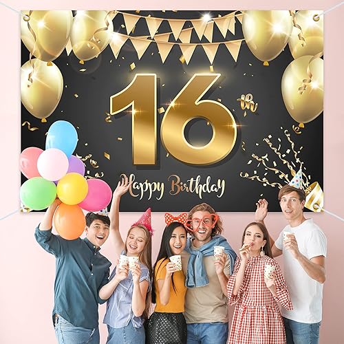 Miniatura 149 de HAMIGAR Fondo de pancarta de feliz cumpleaños número 17 de 6 x 4 pies, decoraciones de cumpleaños de 17 años, suministros de fiesta para niñas