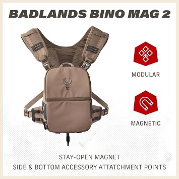 Badlands Bino Mag 2 - Modular Binocular Harness System for Optimal Performance and Durability, Mud, Large