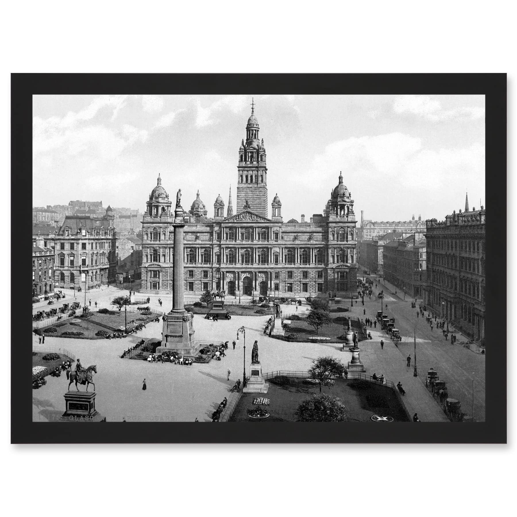 Artery8 Glasgow George Square Scotland Vintage Historic Artwork Framed A3 Wall Art Print