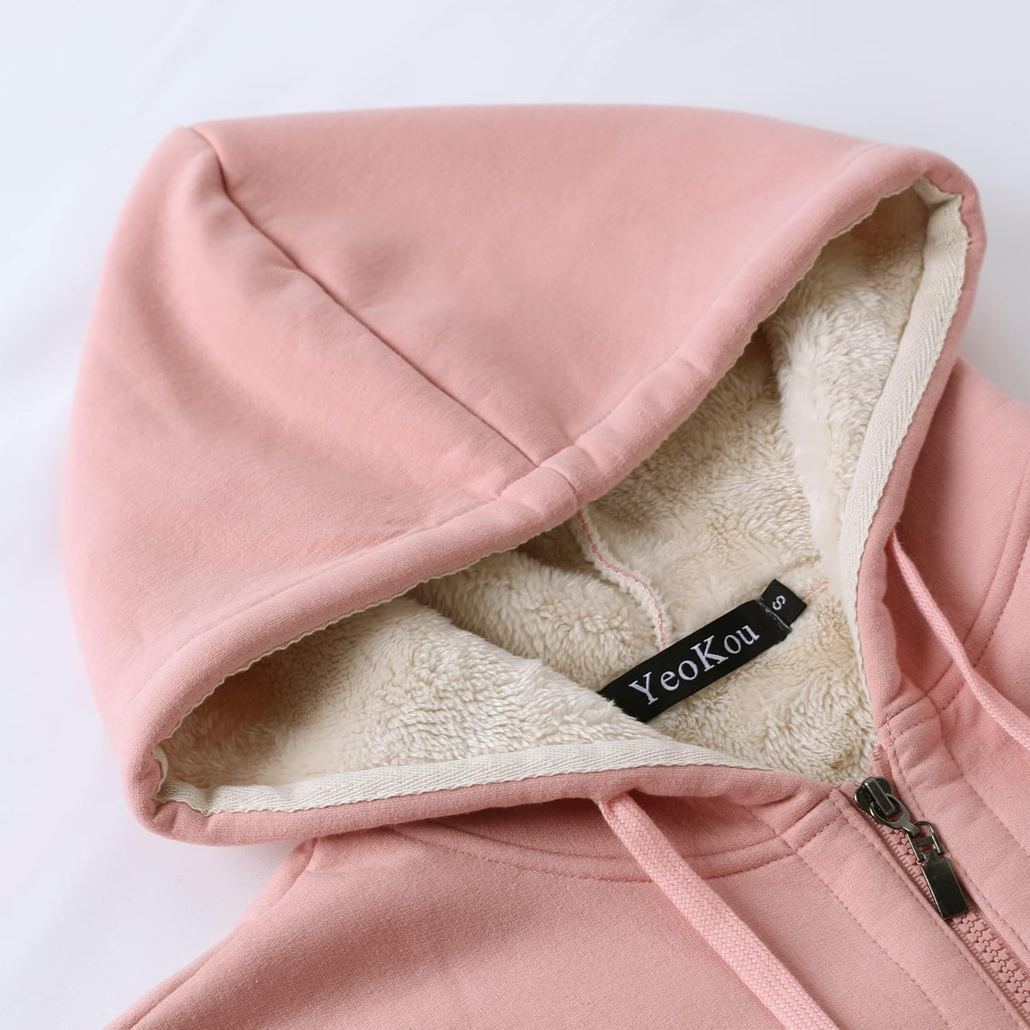 Yeokou Women's Casual Full Zip Up Sherpa Lined Hoodie Sweatshirt Jacket Coat - Image 2