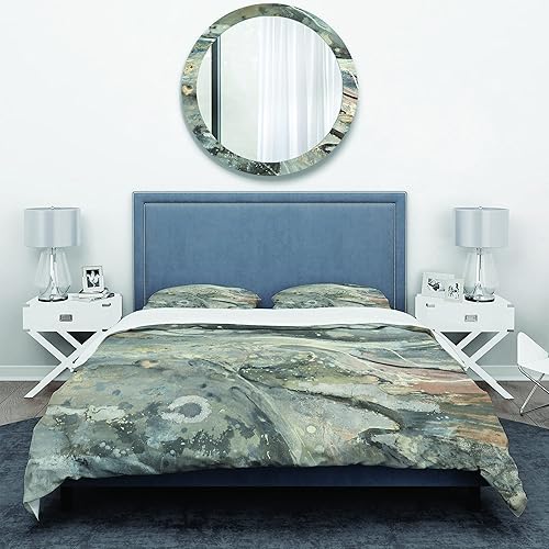 Miniatura 2 de DesignQ Fire and Ice Minerals VI - Juego de funda de edredón moderno y contemporáneo, juego de funda de edredón beige King, juego de ropa de cama