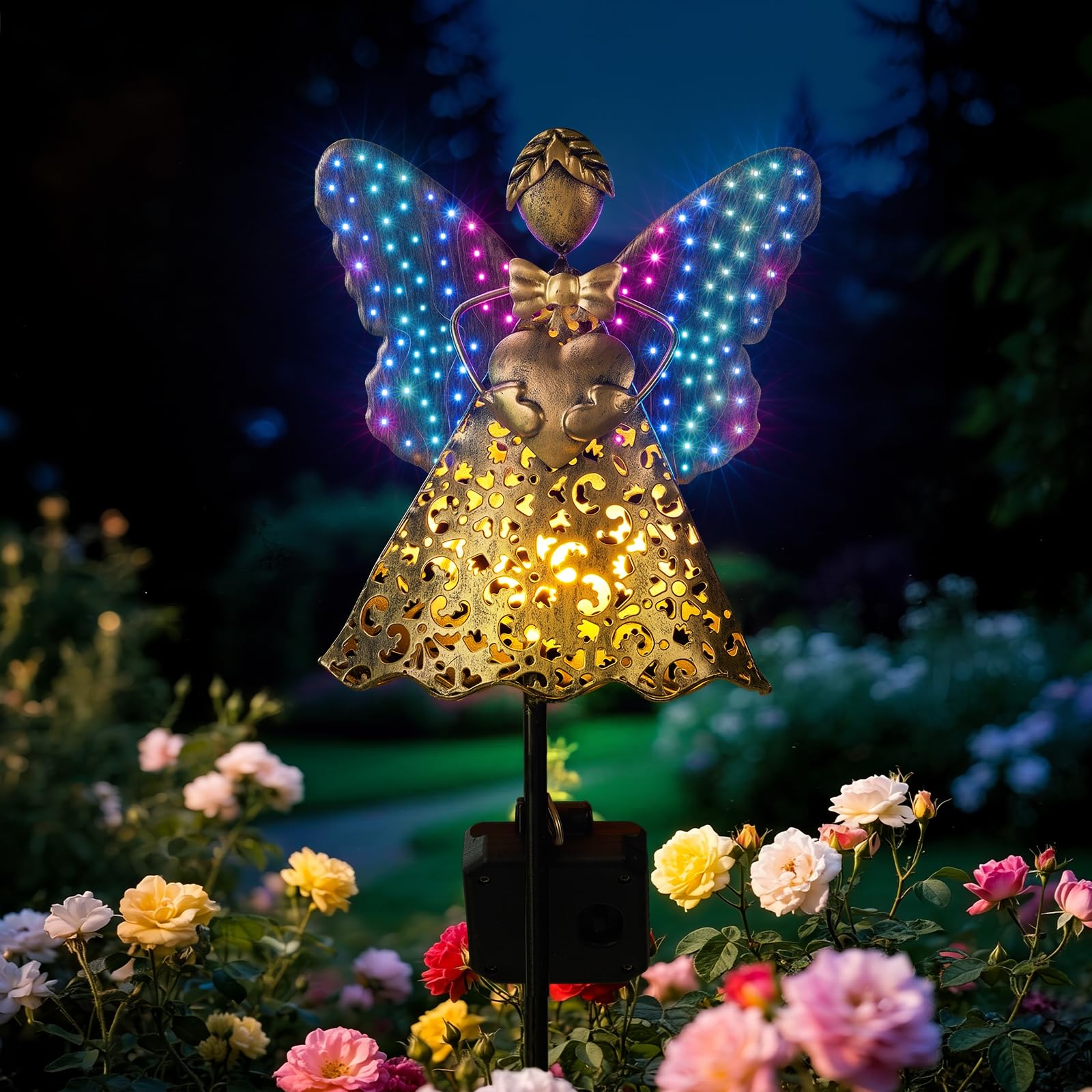 GLOBAL GOLDEN Colorful Butterfly Fairy Light,Solar Lights Outdoor Garden