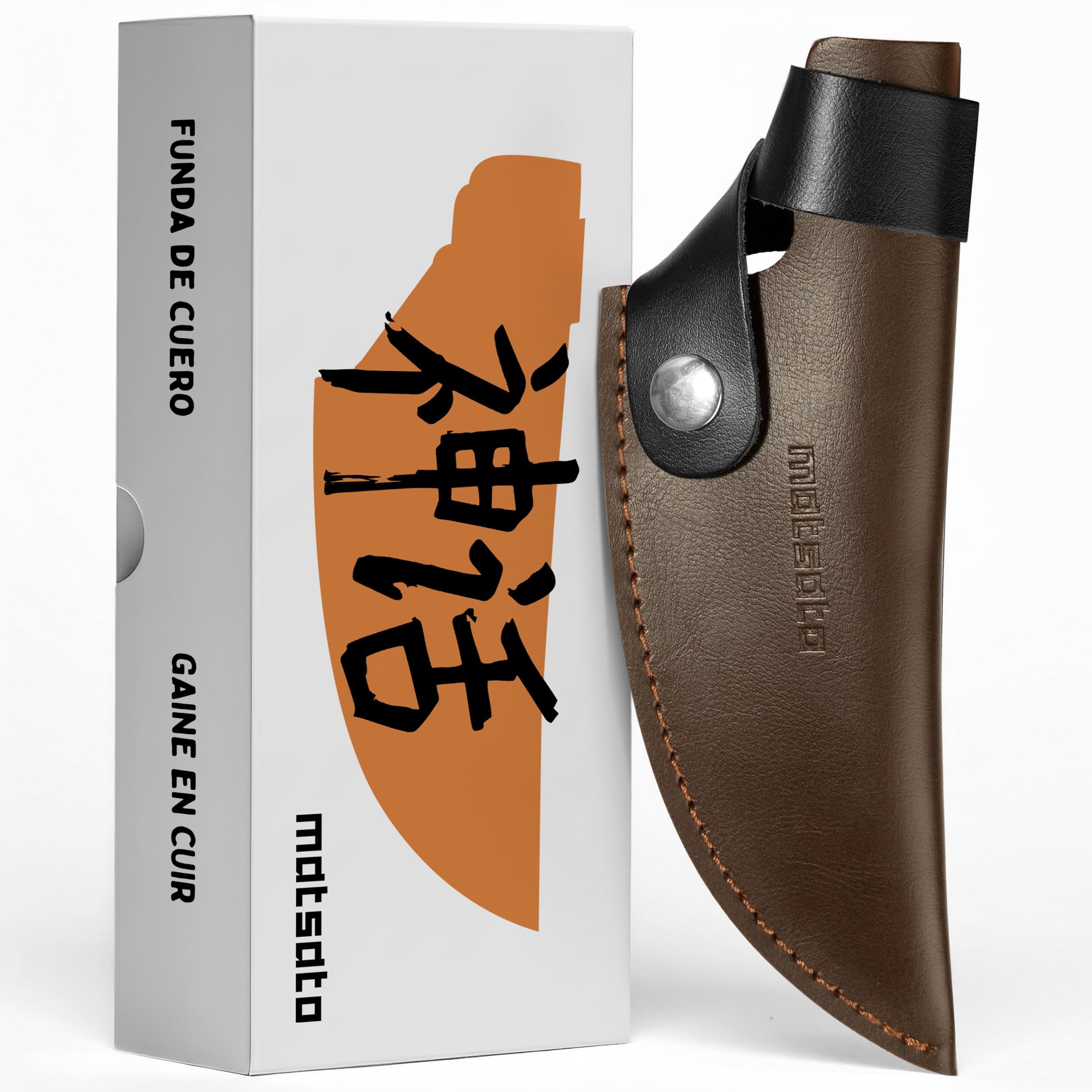 Matsato Funda de Cuero Premium para Cuchillo de Chef de Acero Japonés Original, Soporte para Cuchillo de Cocina, Marrón.