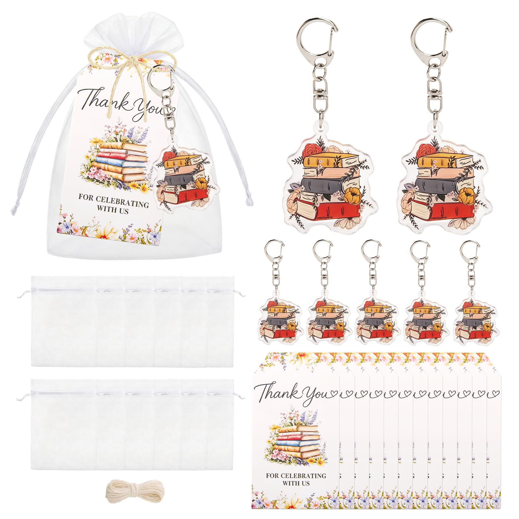 37Pcs A New Chapter Begins Bridal Shower Keychains - Book Party Favors