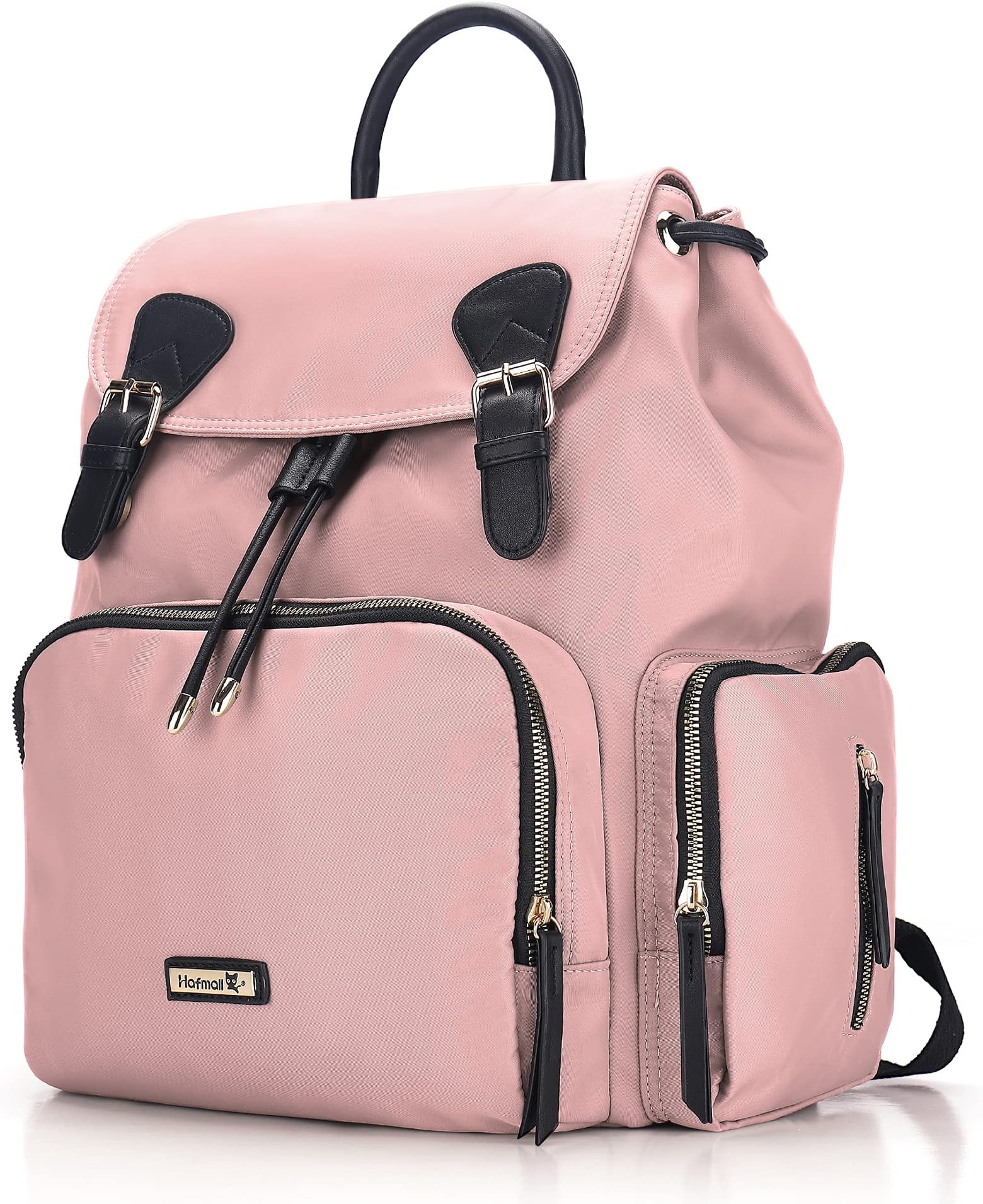 HafmallDiaper Bag Backpack for Mom, Multifunctional Baby Bag with Stroller Hooks, Stylish Diaper Bag for Baby Girls, Pink Backpack Diaper Bag