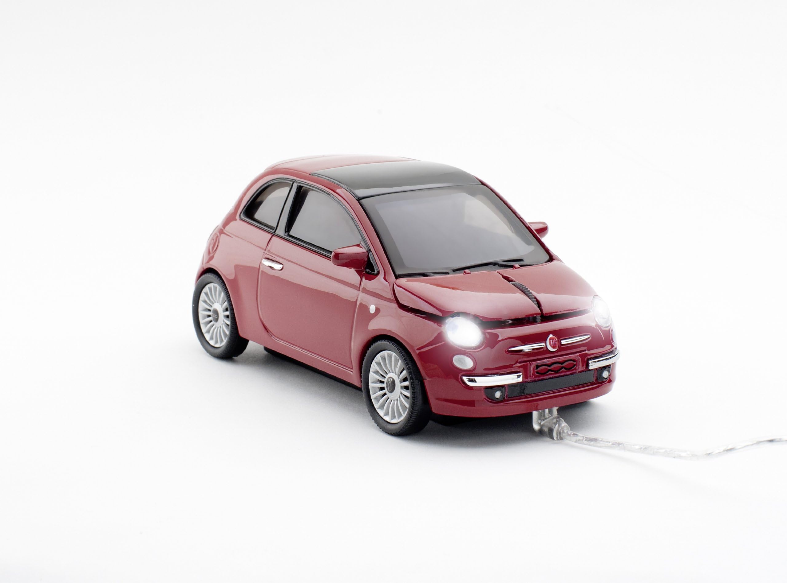 Fiat 500 Wired Optical Computer Car Mouse (Red)