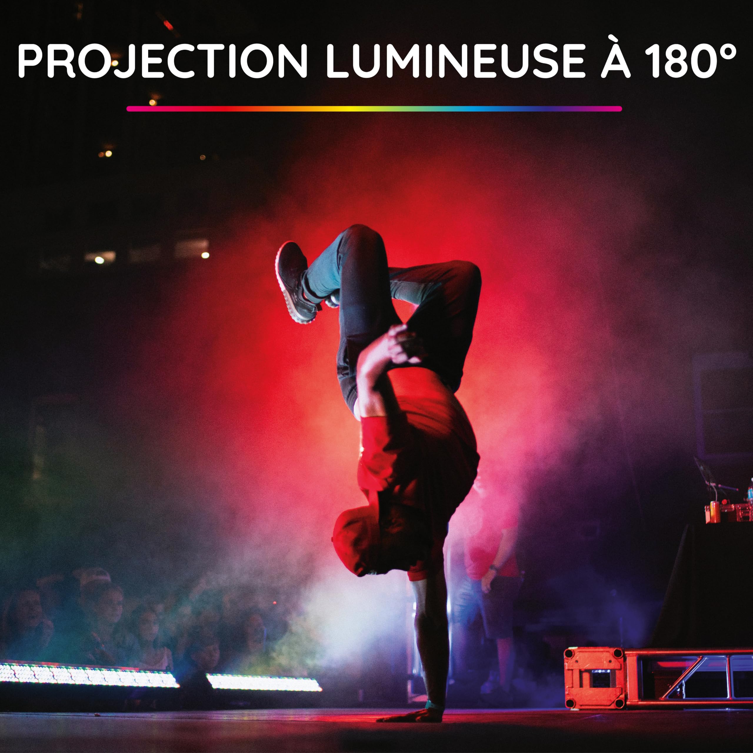 R-MUSIC HEXALIGHT Spot 6 LED RGB - Projecteur Lumineux Synchronisé Musique, 140° Projection, Noir