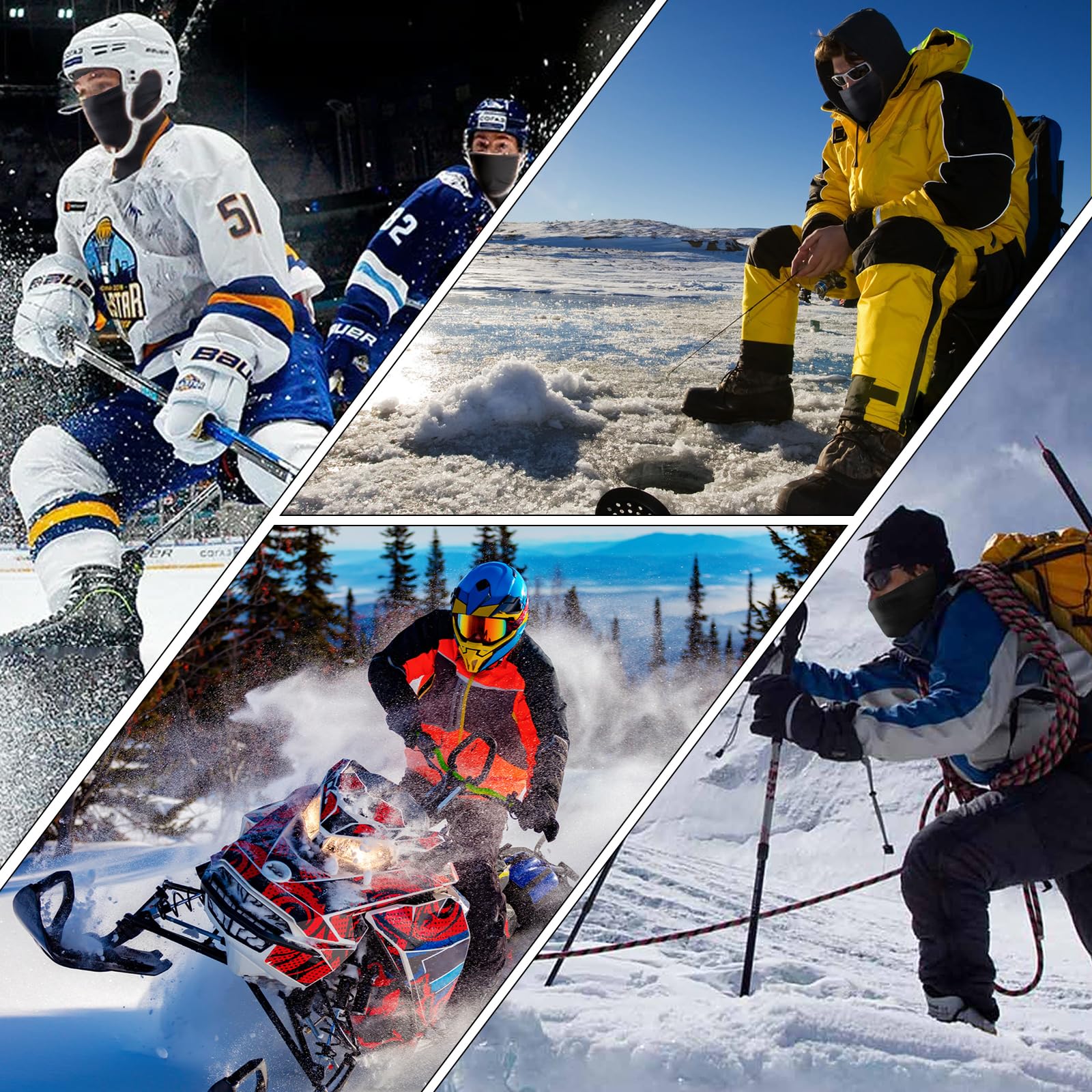 Kominiarka narciarska, maska narciarska, dla dzieci, chłopców, dziewczynek, na zimę, jesień, wiatroszczelna kominiarka motocyklowa na narty, snowboard, rower, czarna, czarny, 3XS-S