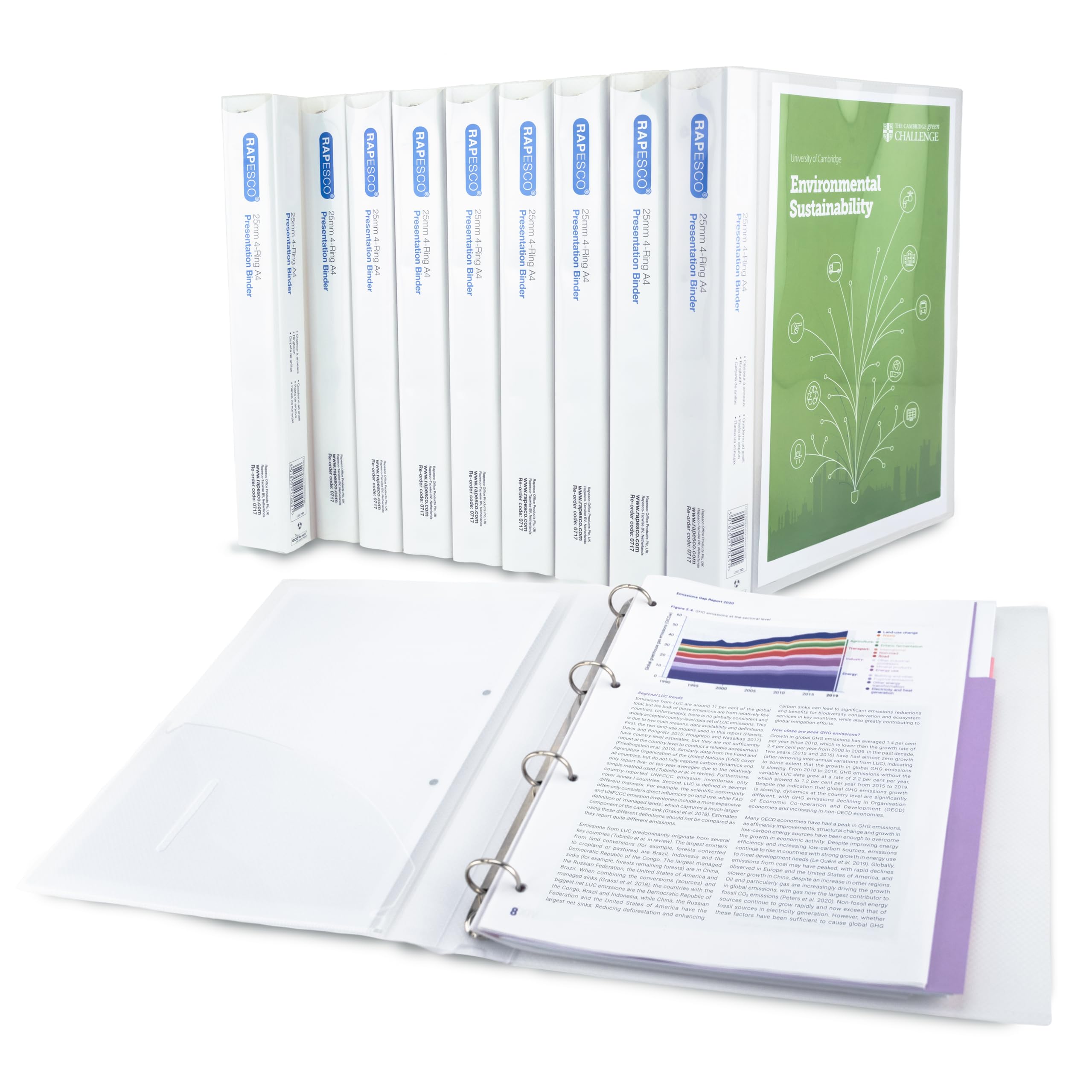 Rapesco 0717 4-Ring Presentation Ring Binder, 35 mm Spine, A4, Clear Transparent, Pack of 10