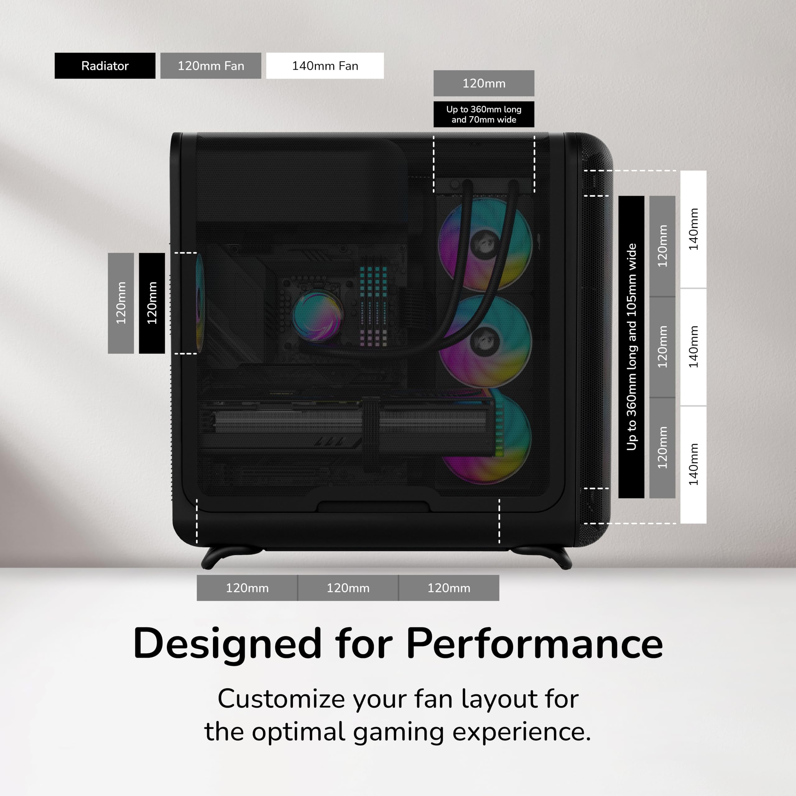 Hyte X50 Air Modern Performance ATX - Carcasa para Juegos de PC de Media Torre, Color Negro