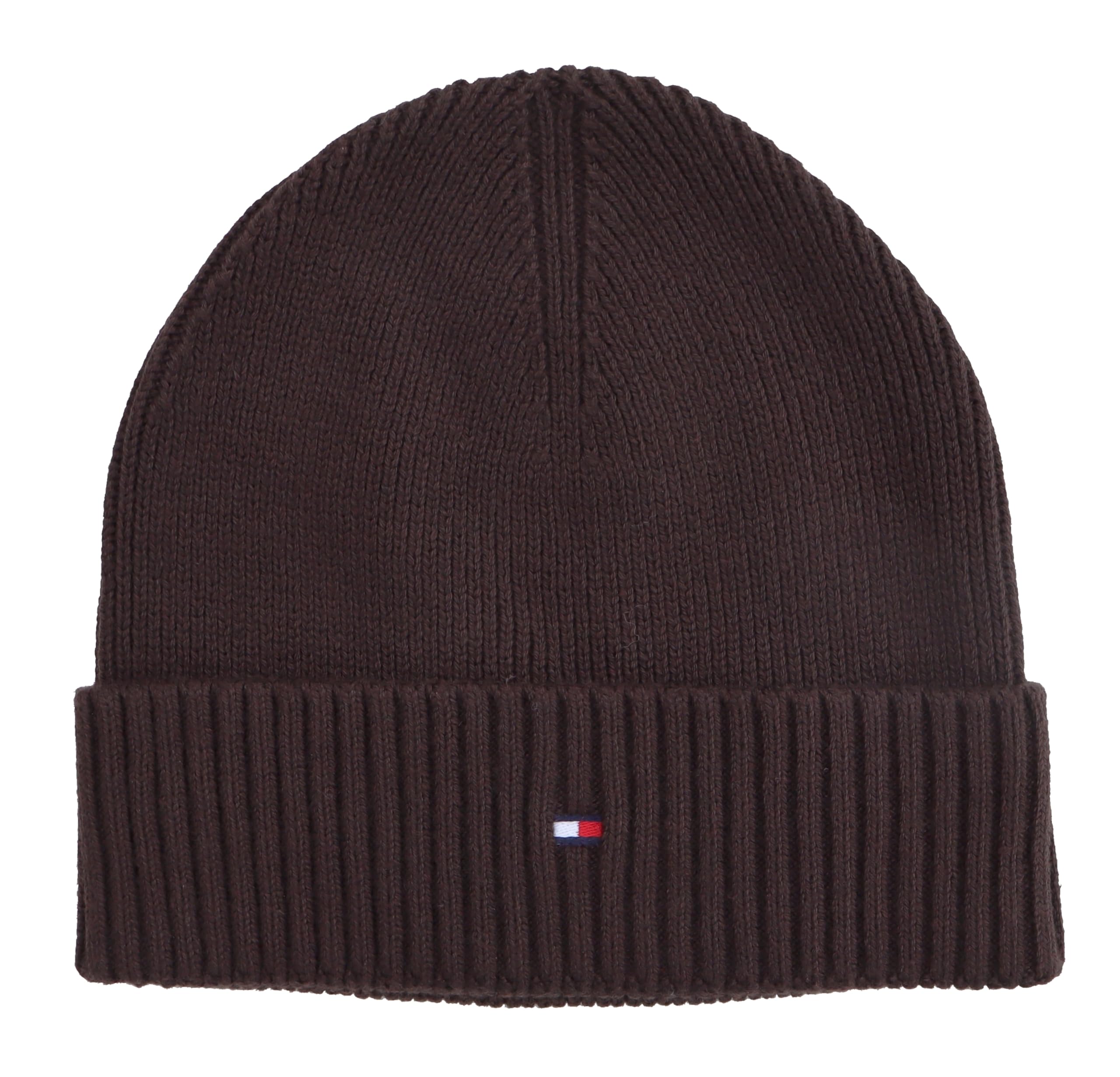 Tommy Hilfiger Bonnet tricoté en coton cachemire Marron Taille unique
