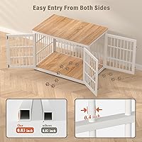 Vista 5 de Mueble de jaula de perro resistente de 38 pulgadas para perros grandes y medianos, mesa auxiliar decorativa para casa de mascotas, muebles de madera