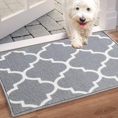 Miniatura 18 de Juego de 2 alfombras y tapetes de cocina grises [2 piezas] tapetes de cocina de nailon antideslizantes lavables a máquina para piso, cocina, baño