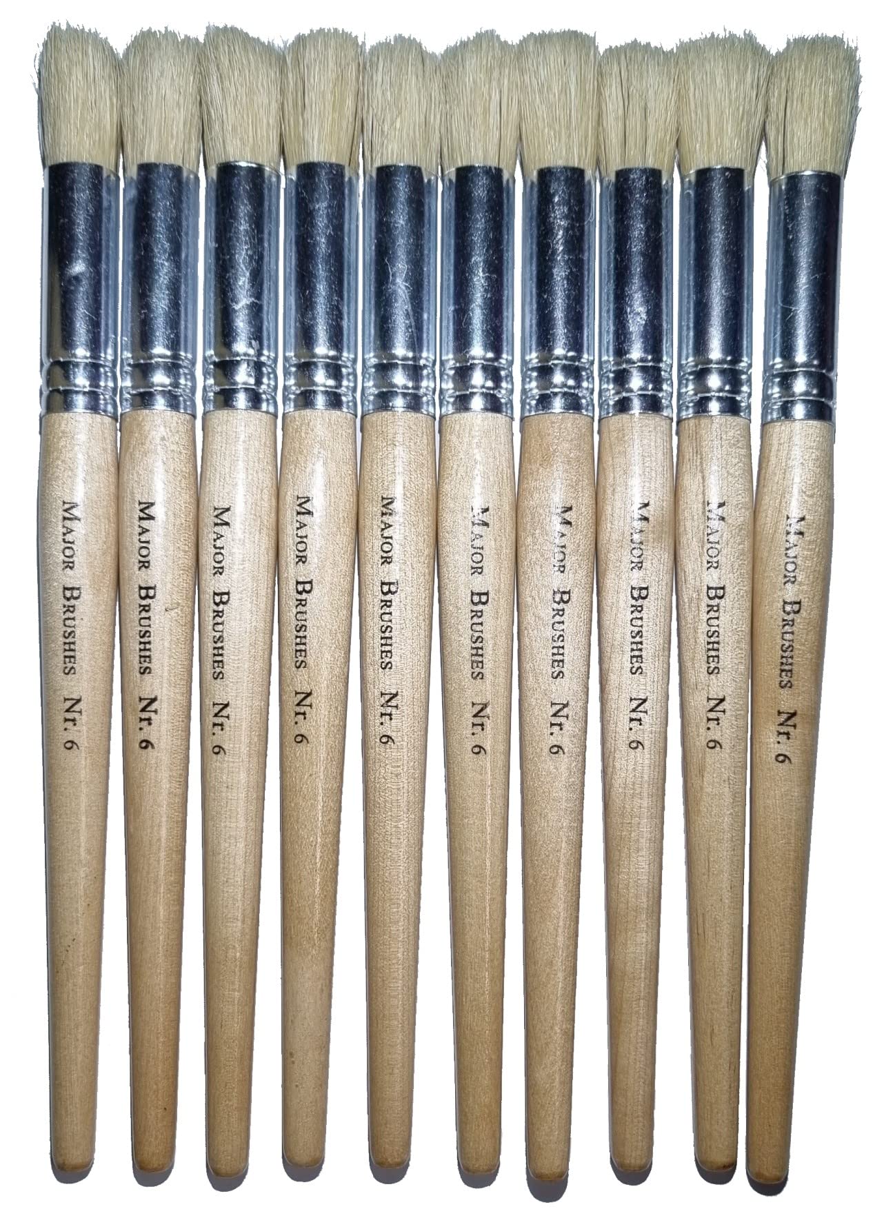 Major Brushes Natural Hog Bristle Stencil Brushes Size 6 Pack 10