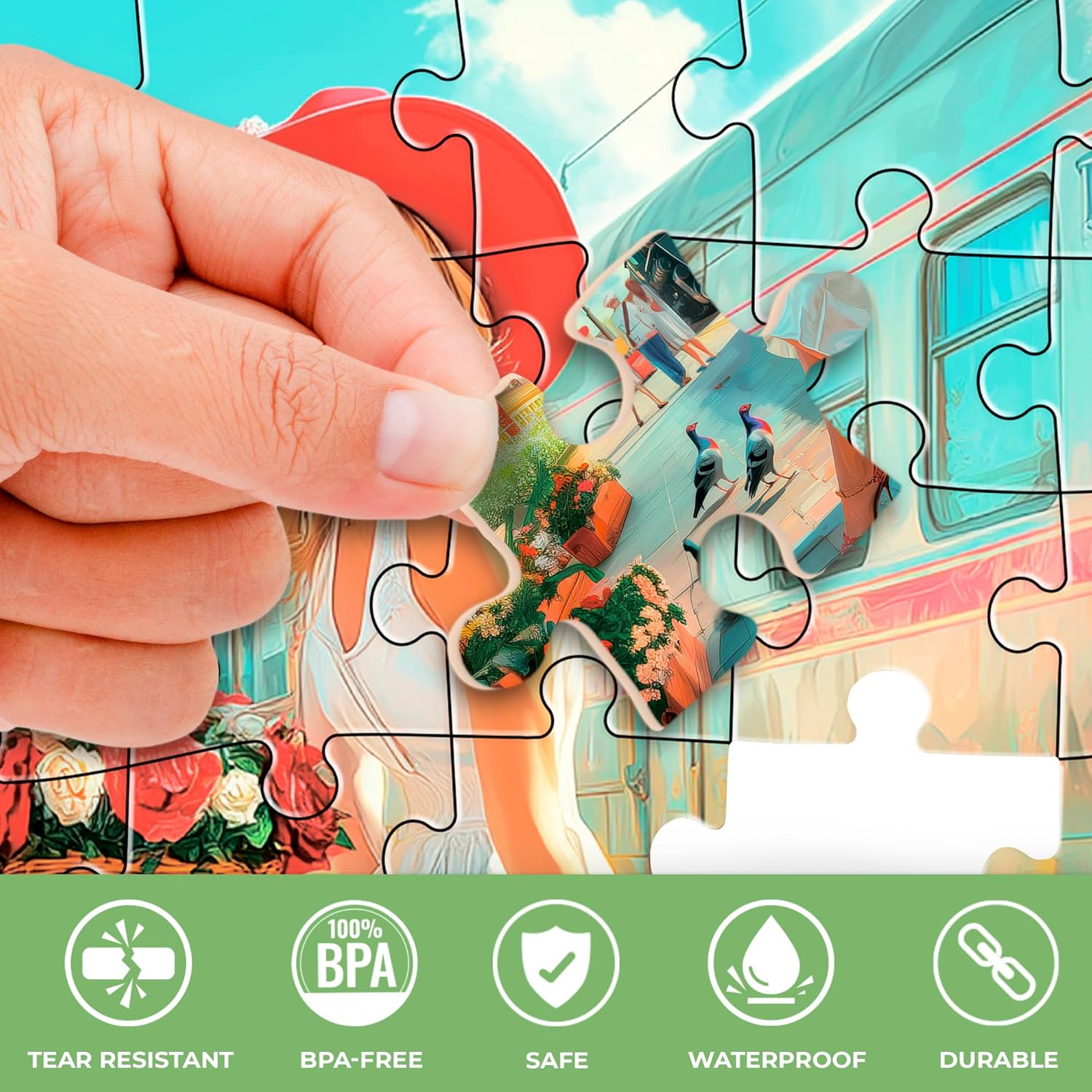 QUOKKA 63 Pieces Dementia Puzzles for Elderly - Large Piece Activities Products for Seniors - 3 Alzheimers Jigsaw Puzzle Games for Adults Riverside, Platform, Animals