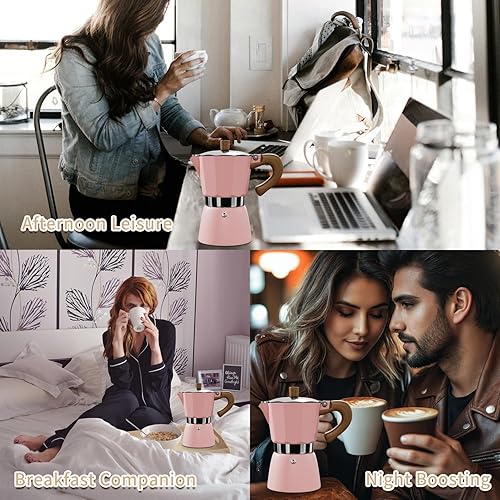 Miniatura 7 de ShanSon Moka Pot - Cafetera de café expreso de 3 tazas de 5 onzas, cafetera italiana manual cubana, cafetera italiana de café expreso greca para