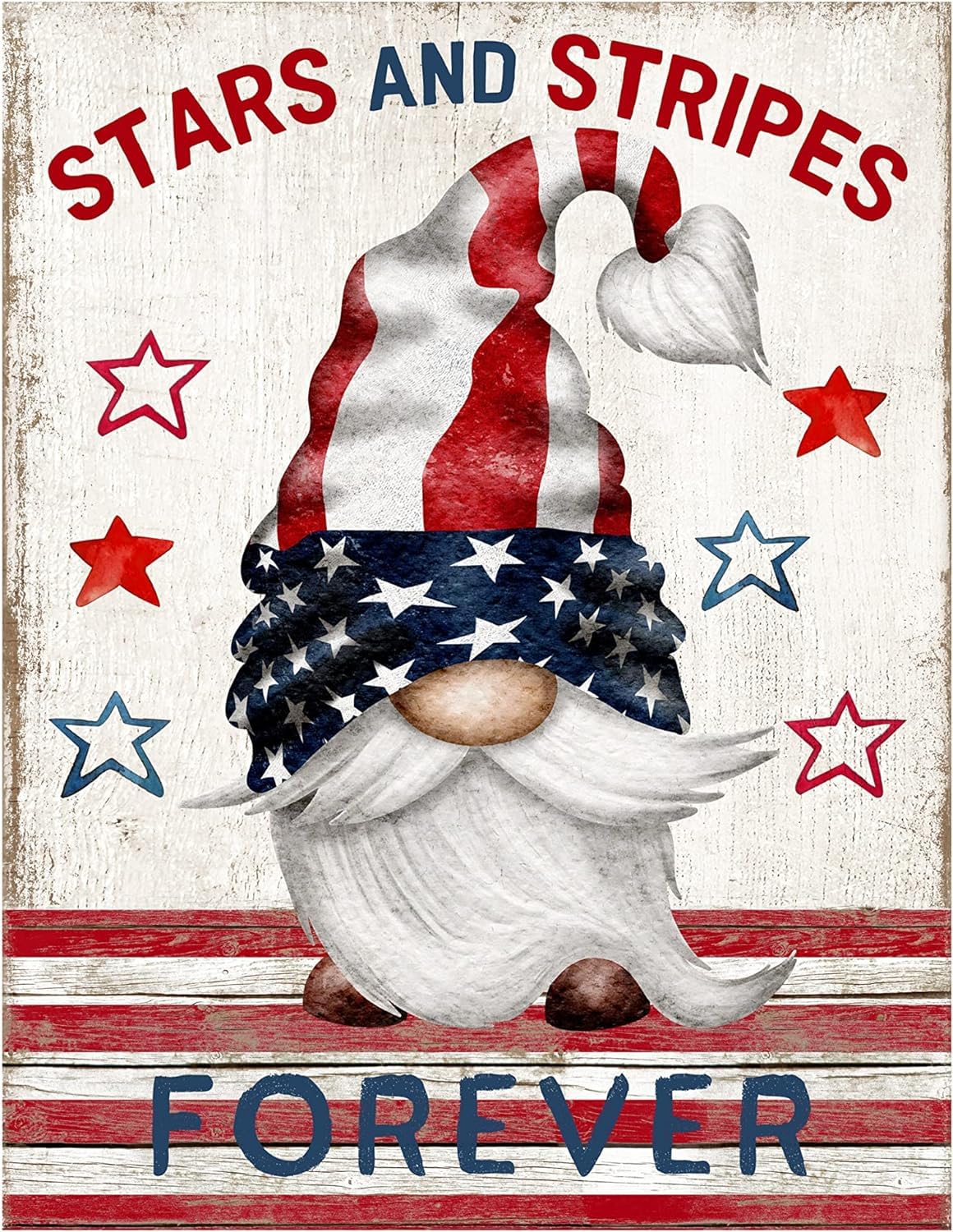 Kwqdozf As Pic Patriotic Gnome Vintage Metal Aluminum Tin Sign Door Signs Exterior 8"X12"