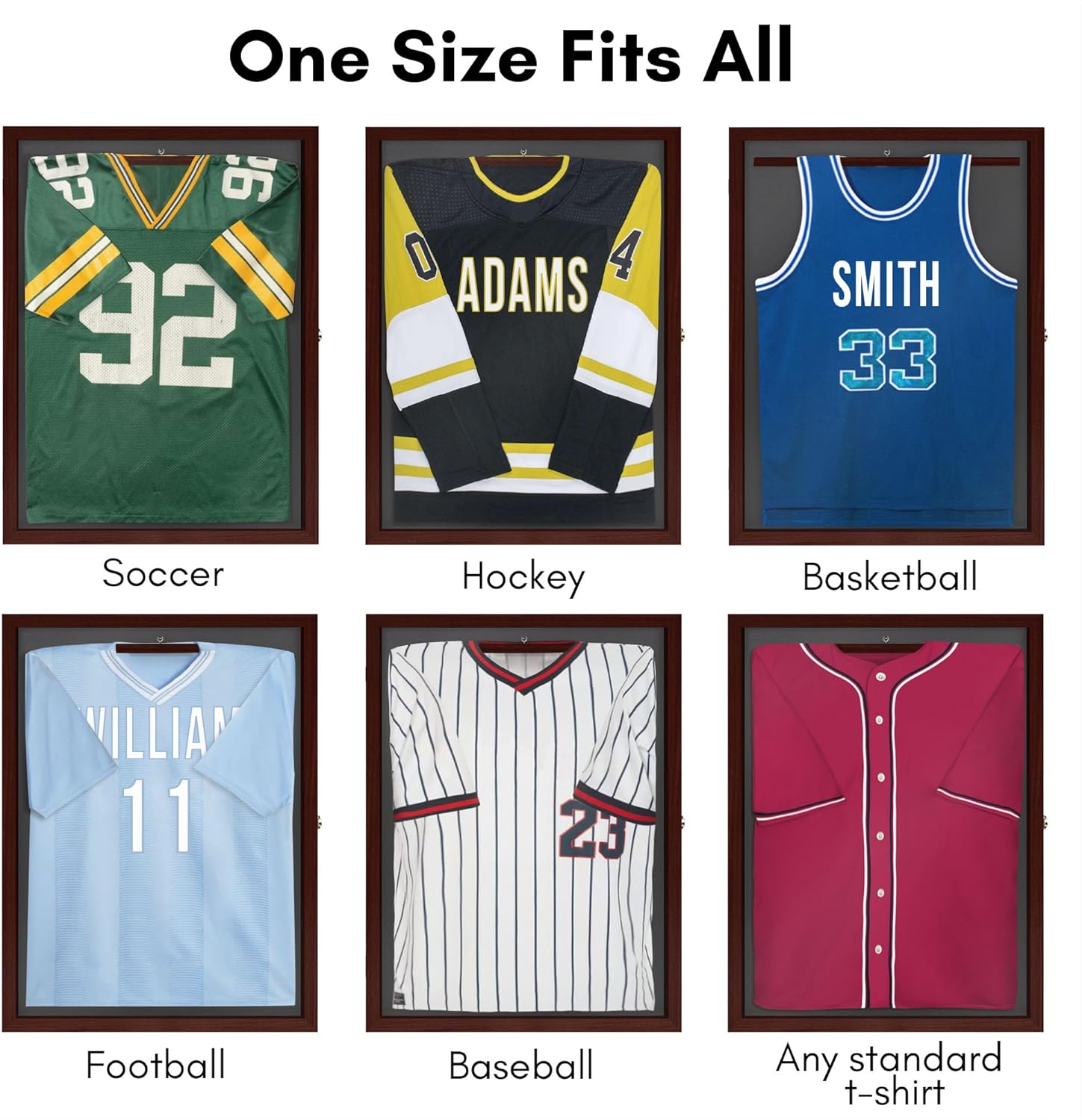 Americanflat Jersey Frame Display Case - 23x31 Lockable Display Case with Hanger - All-Star Collection - Mahogany Sports Jersey Frame Shadow Box with Plexiglass for Baseball, Basketball, Soccer