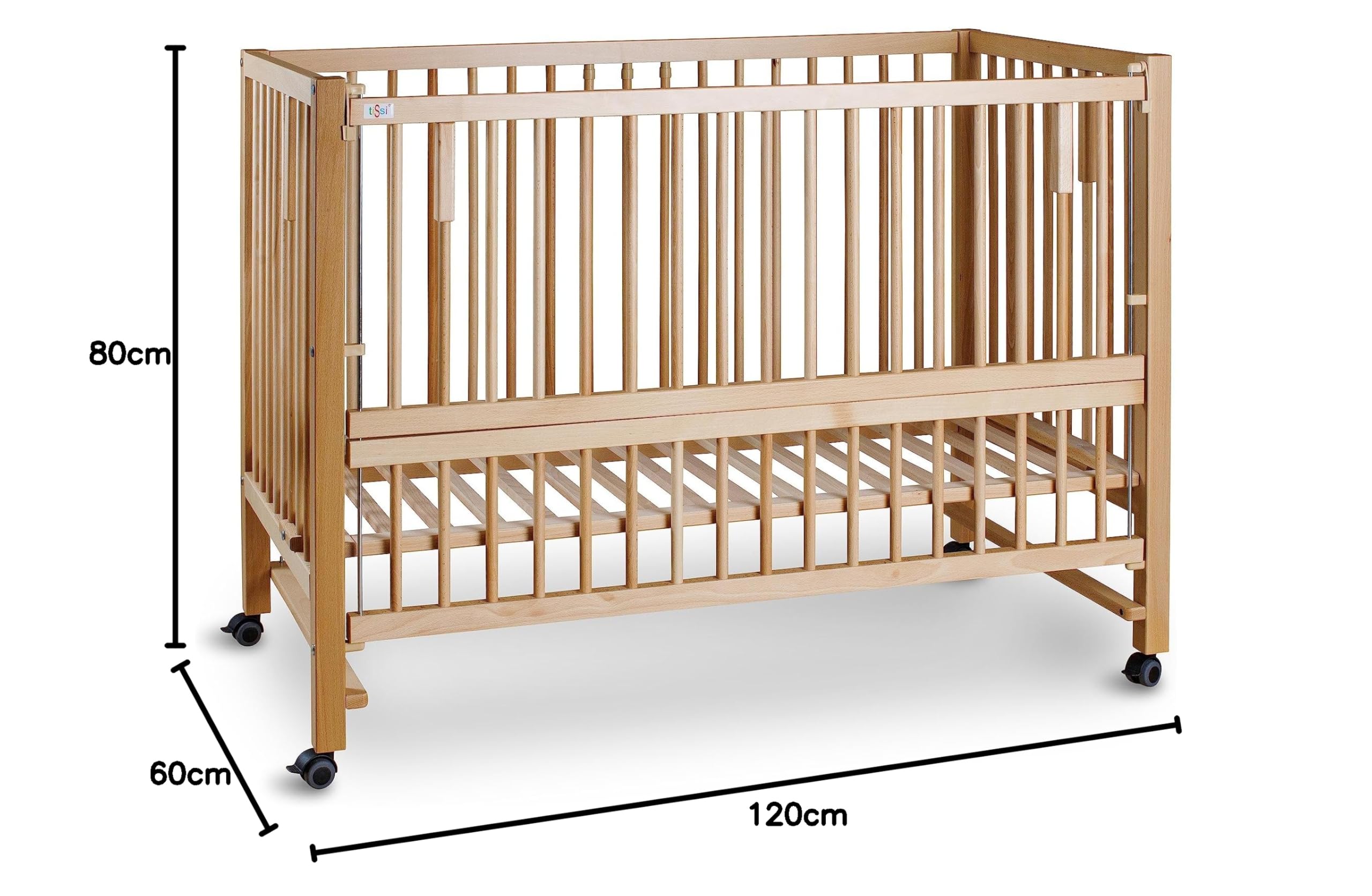 tiSsi® XXL Anstell- / Beistellbett HAJO Buche 124x64 cm (Natur)