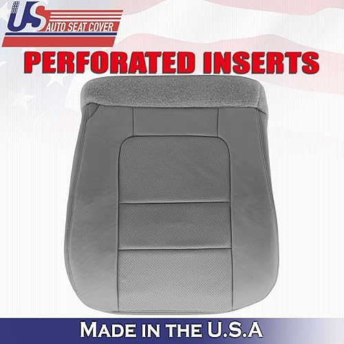 Miniatura 7 de US Auto Seat Cover 2001 para Ford F450 F550 Lariat Driver Top & Bottom Perforado Cuero Cubre Gris