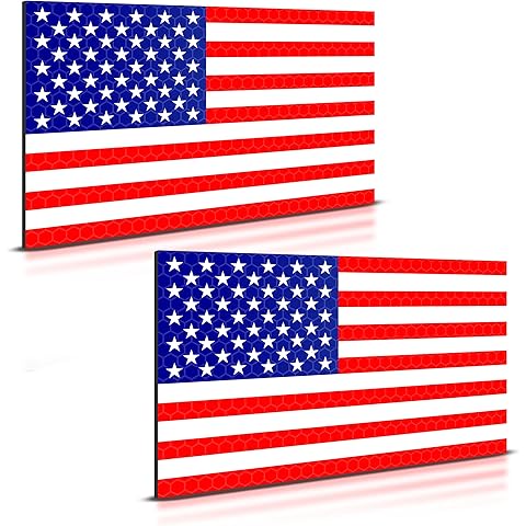 2PC Reflective American Flag Magnet for Car Truck - 5 x 3 Inches - USA Patriotic Magnetic Flag