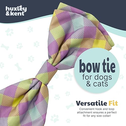 Miniatura 8 de Huxley  Kent Pajarita para mascotas diseño a cuadros de limón lavanda accesorio para collar de corbatín para mascotas de Pascua divertidos lazos