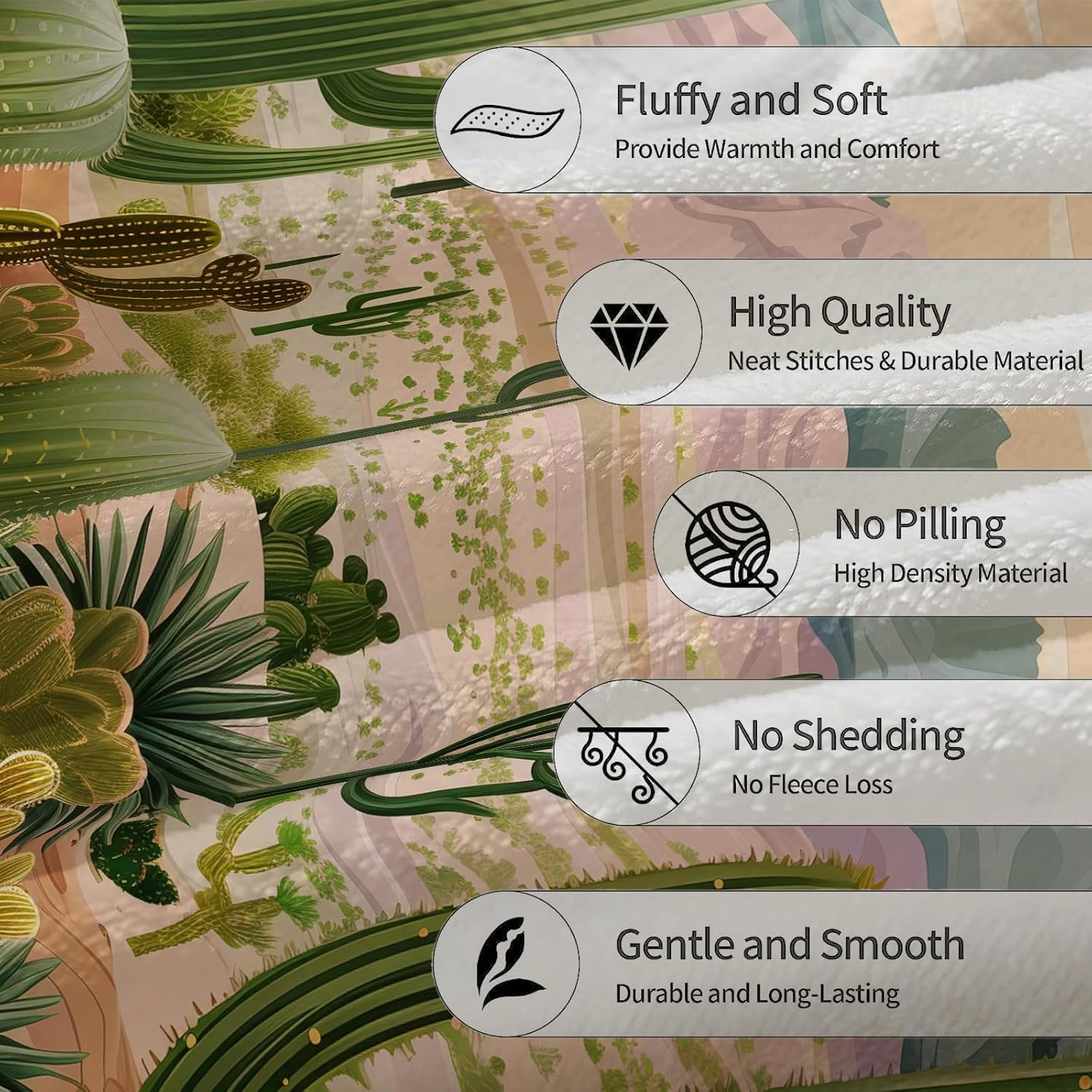 Cactus Blanket - Soft Cozy Lightweight Flannel Throw Blanket for Couch, Bed, Travel & Outdoor | Warm Fuzzy Blankets for Adults Kids Women Boys Girls 50×60 in - Image 4