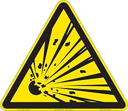 Explosive Material (FIS6009-)|Plastic 11.20" x 10.00" with Corner Mounting Holes|Triangle ISO Symbol|Sign for Laboratory, Defense, Manufacturing, Mining