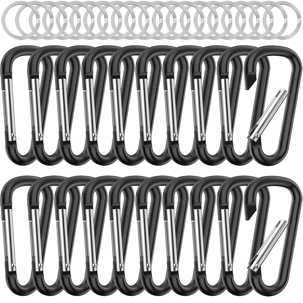 sprookber 2.28 Small Carabiner Clip Keychain, D Ring Caribeaner Clip, Key Clip Caribeener, Keychain Clip Snap Hook for Belt Buckle, Multipurpose, Set of 20 Pack