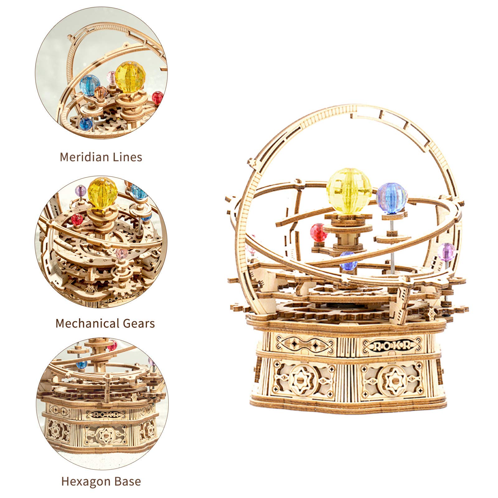 ROKR 3D Wooden Puzzle Orrery Music Box Mechanical DIY Solar System