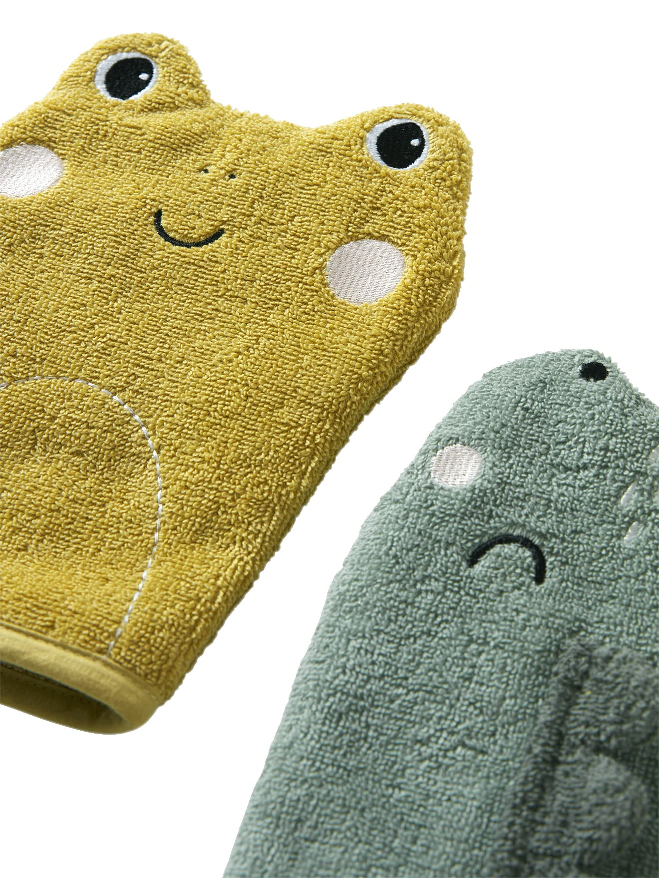 VERTBAUDET Lot de 2 gants de toilette Animorigolo vert sauge TU