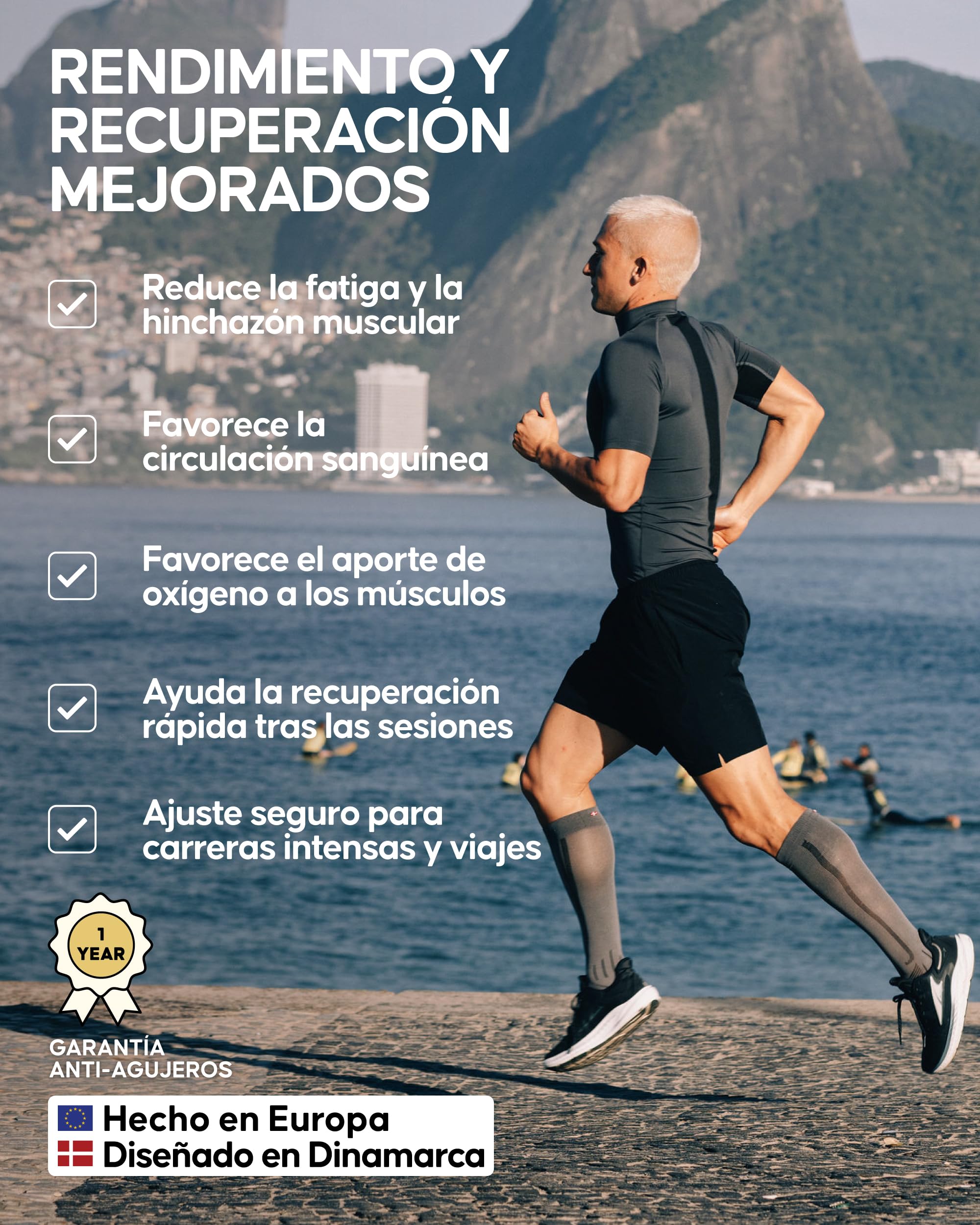 DANISH ENDURANCE Calcetines de Compresión Mujer y Hombre, Deporte, Running, Recuperación, 1 o 2 Pack