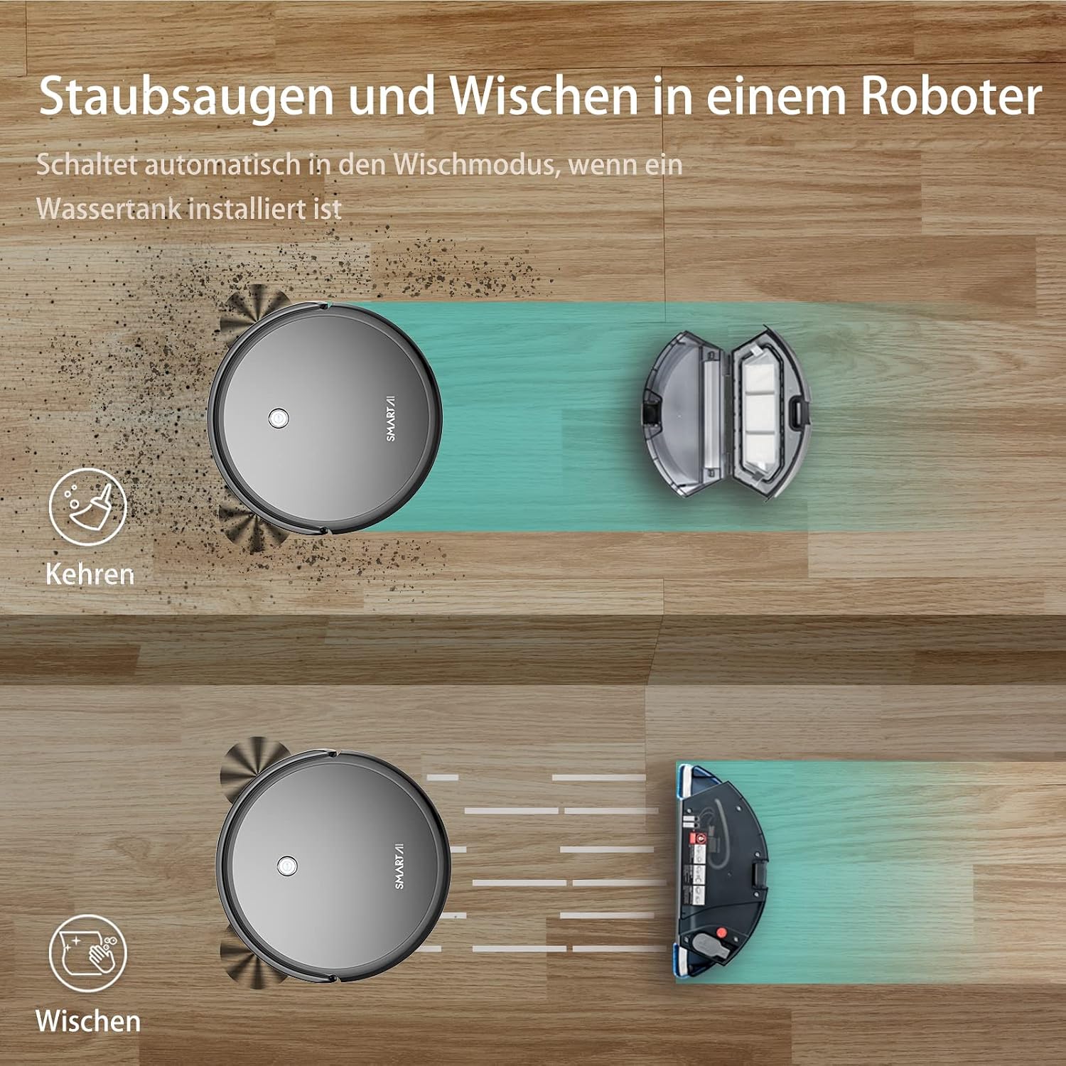 Robot vacuum performing sweeping and mopping functions