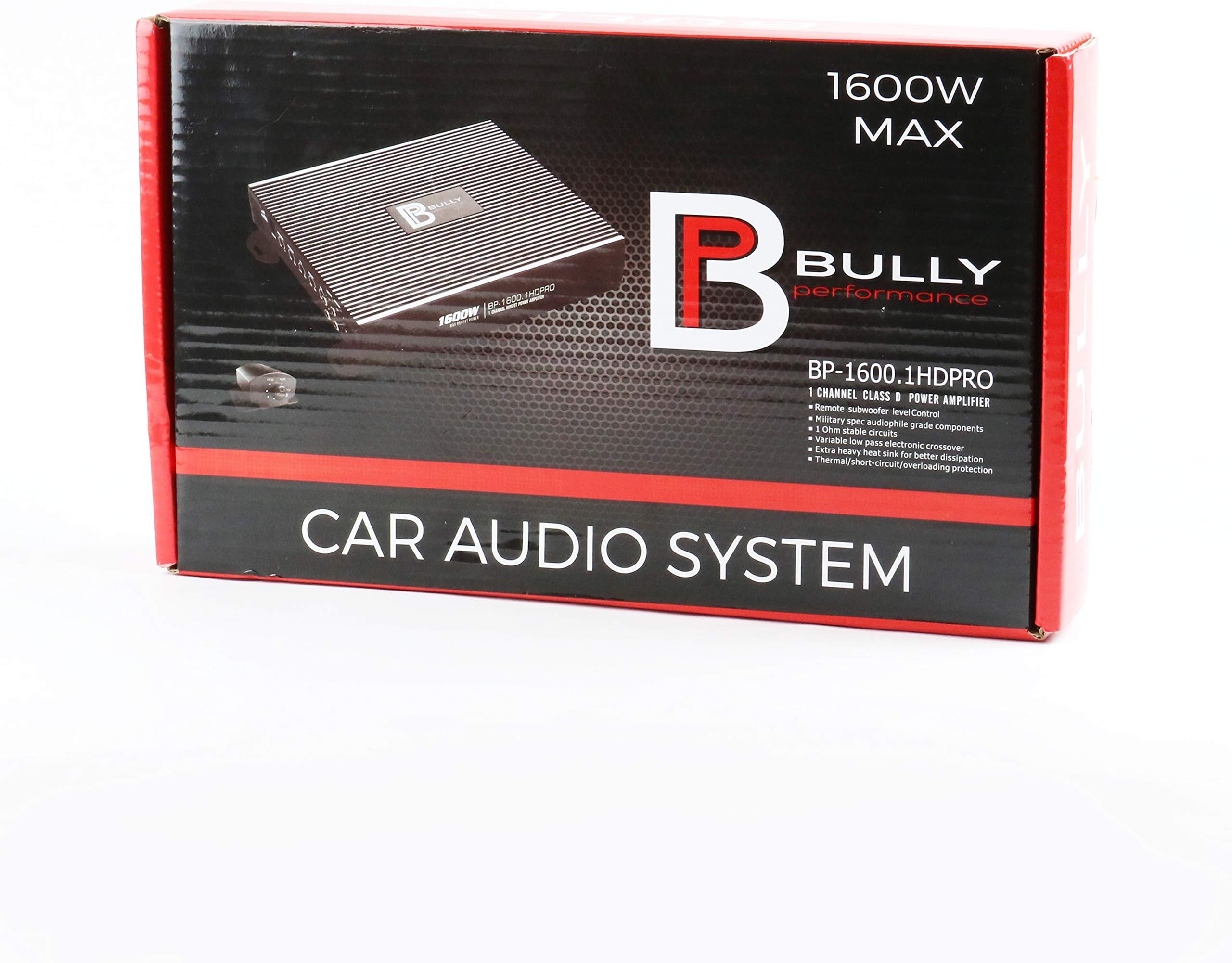 Bully Performance Audio BP-1600.1 HDPRO | 1 Channel Class D Power Amplifier | 500 Watts RMS | Car Audio System | Bass Amp for Subwoofers