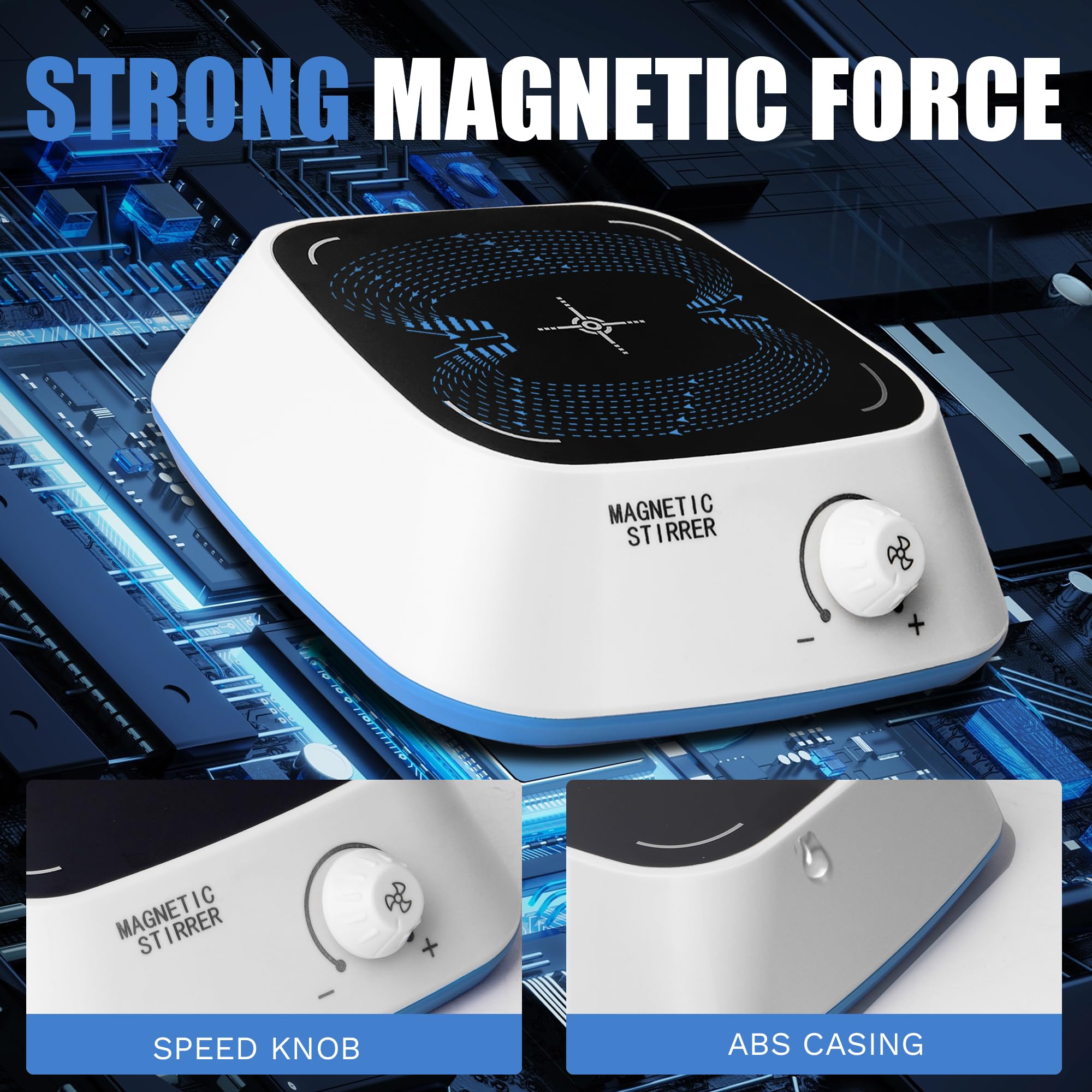 Mini Agitatore Magnetico, Piastra di Agitazione 300-3000 giri/min con Manopola di Velocità Regolabile, Agitatore Bar Incluso