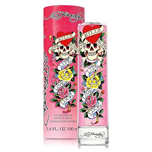 Ed Hardy Perfume para mujer, Eau De Parfum Spray con notas ámbar cálidas, 3.4 fl oz